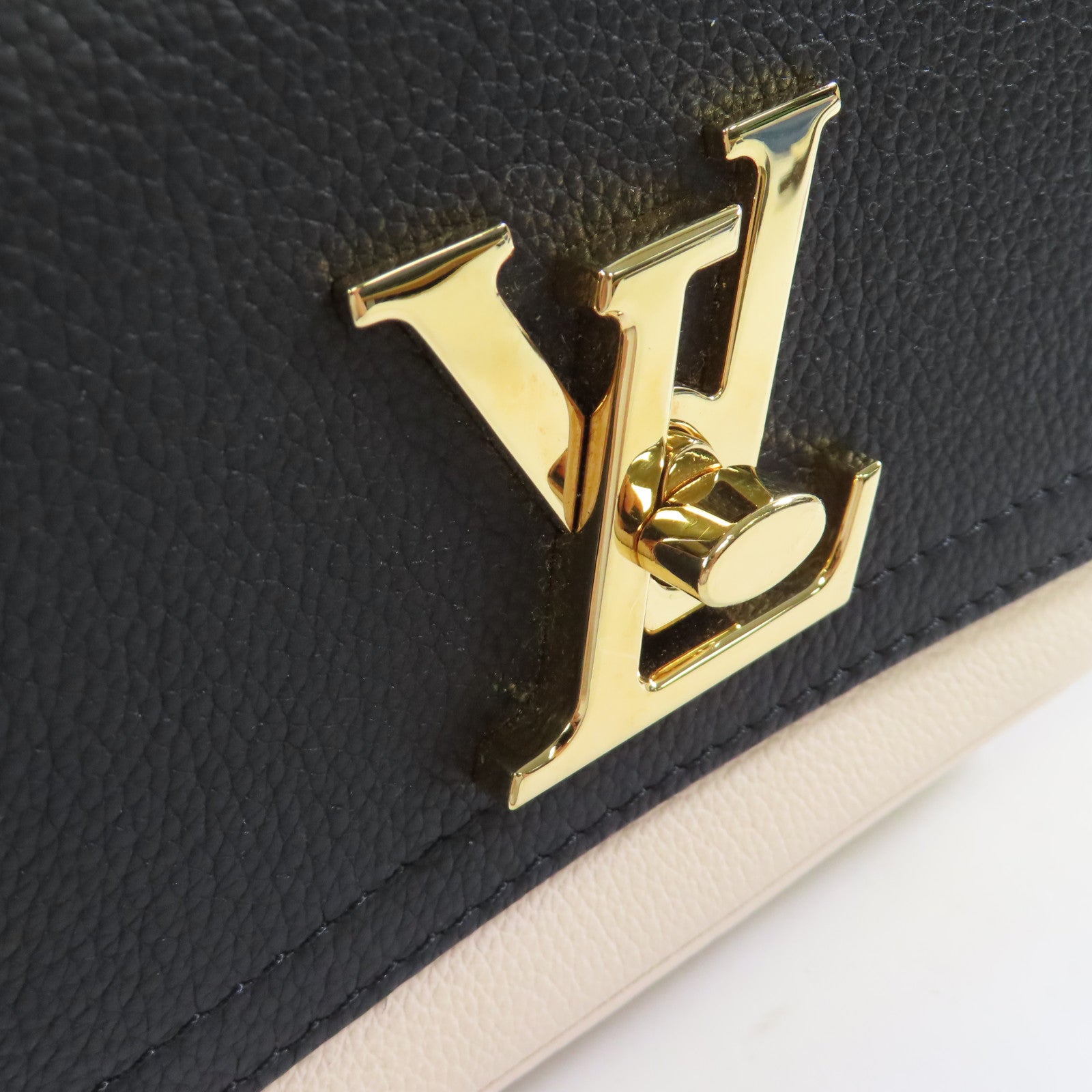 LOUIS VUITTON 牛皮皮革Lockme Tender 2Way Shoulder Bag金扣手挽肩背兩用袋黑色/粉紅色