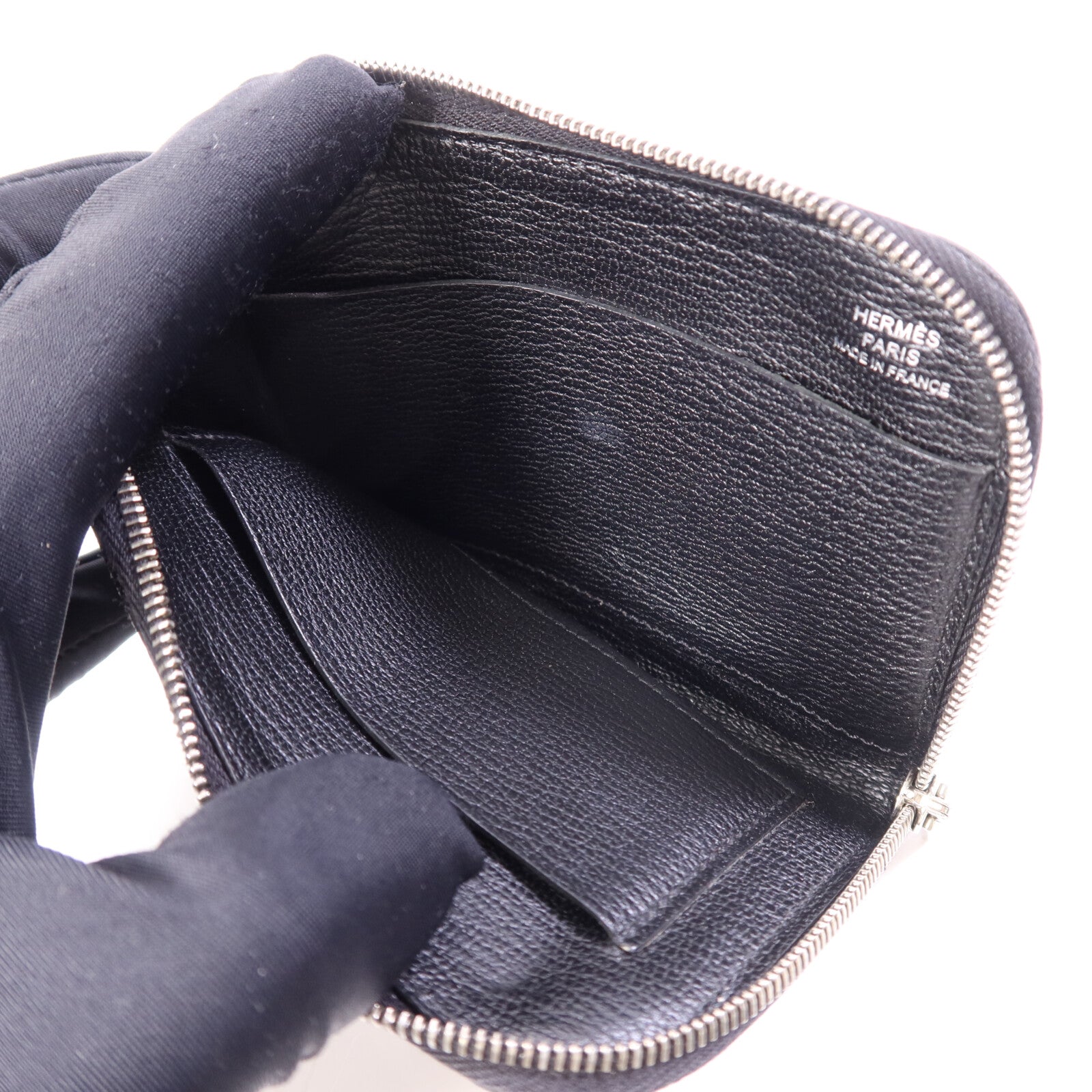 HERMES Epsom皮革Wallet銀扣錢包Noir