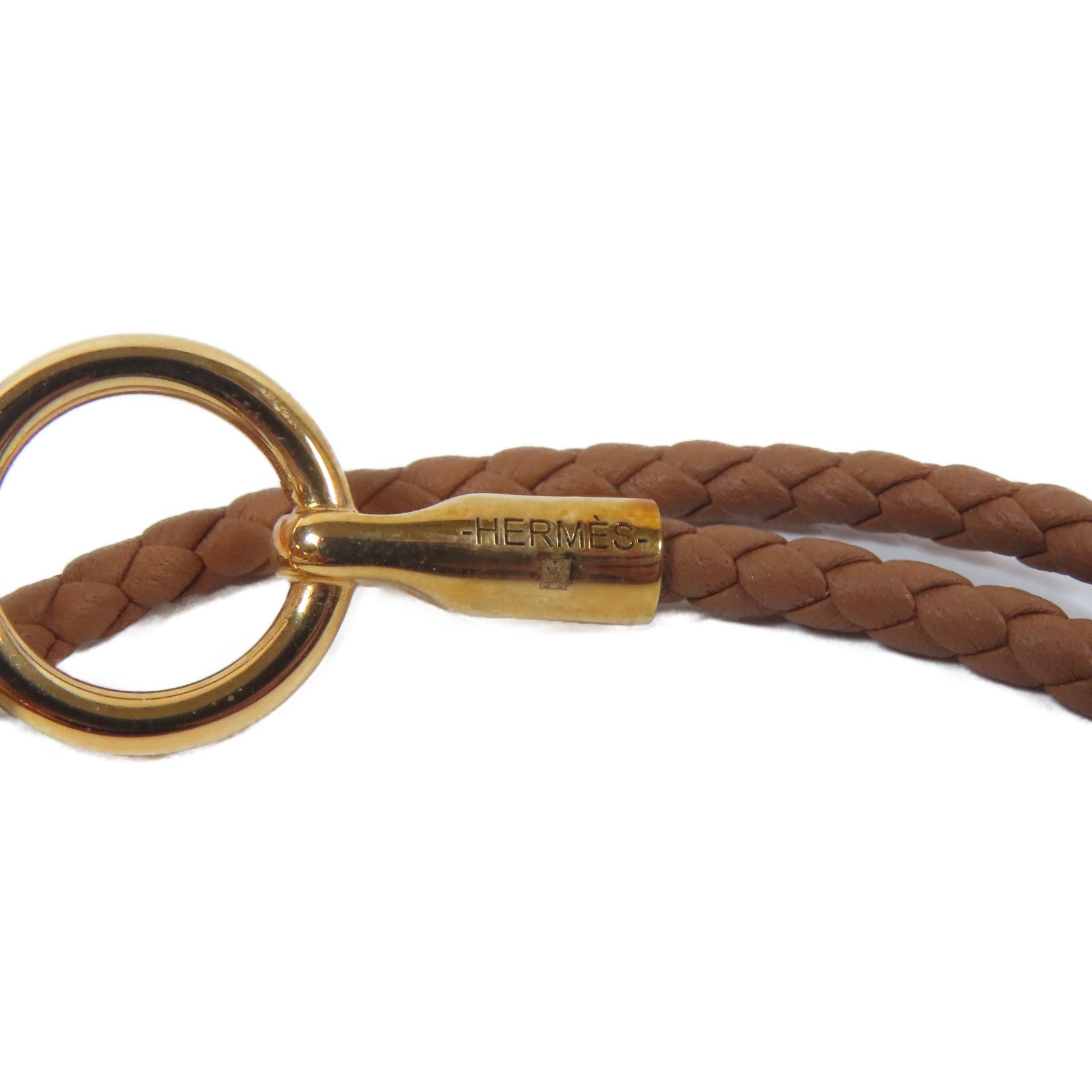 HERMES 皮革Glenan Double Bracelet手鏈啡色/金色