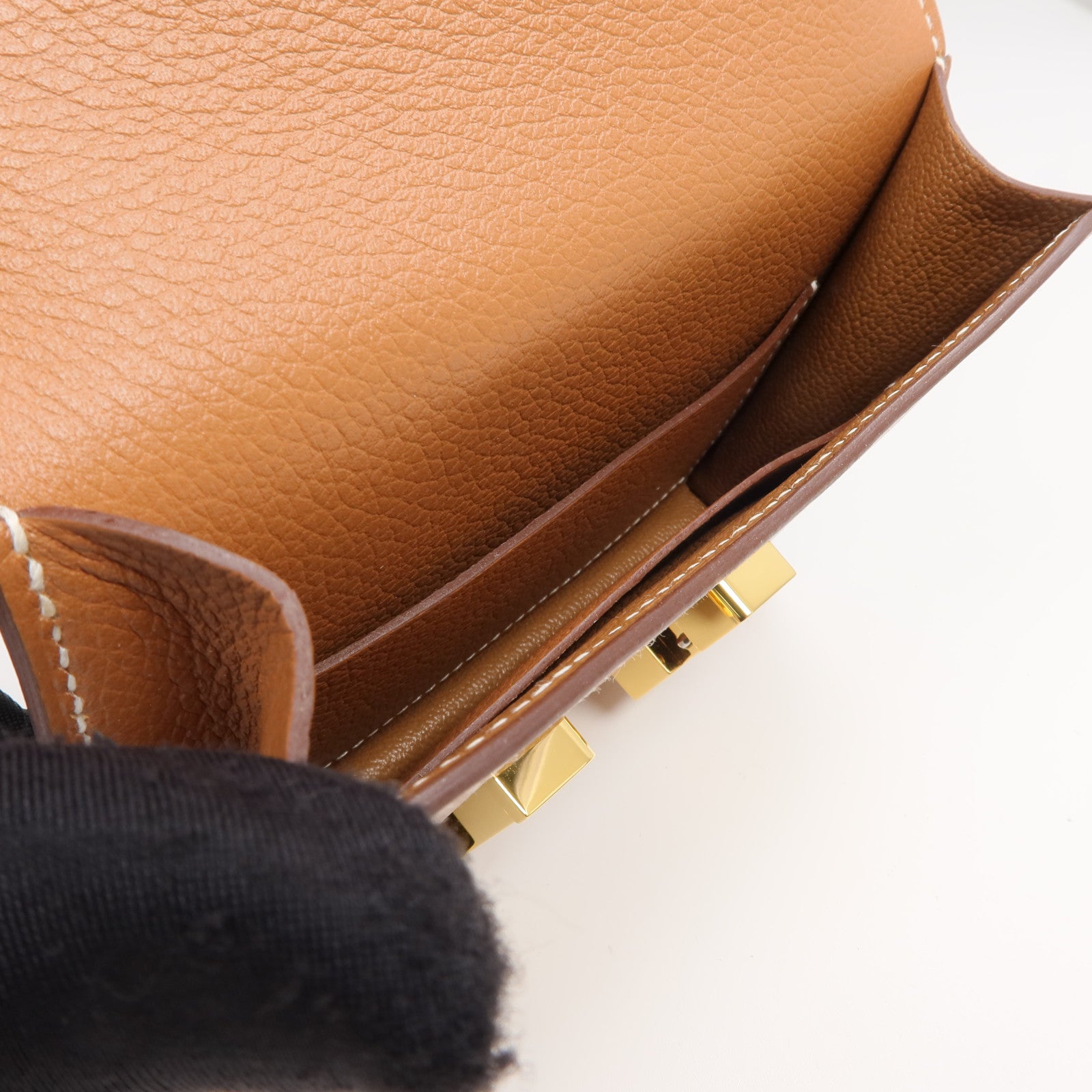HERMES Evercolor皮革Constance Slim Wallet錢包Gold