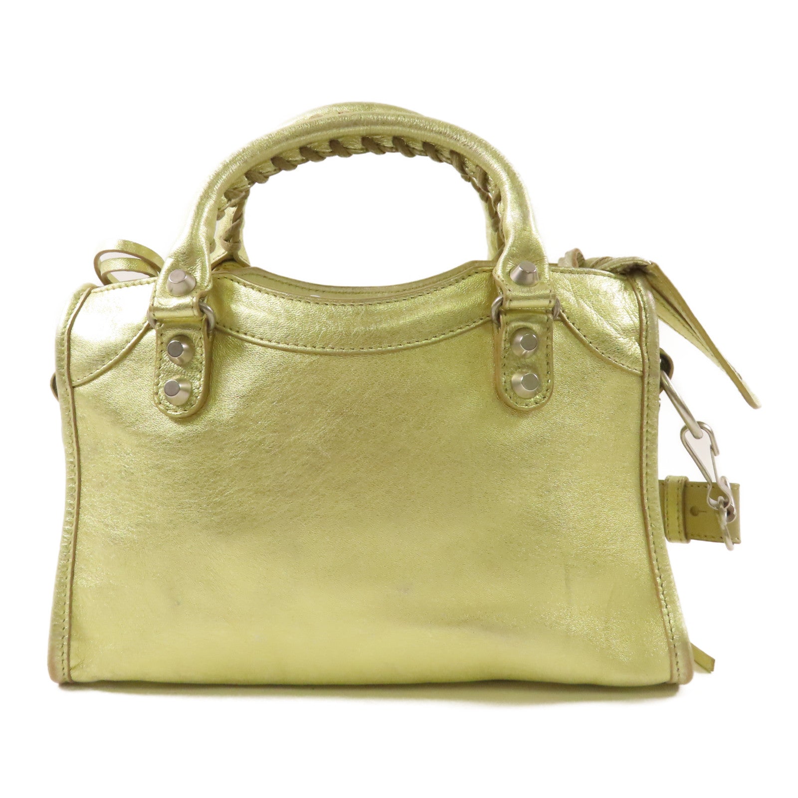BALENCIAGA 牛皮皮革Mini City銀扣手挽肩背兩用袋