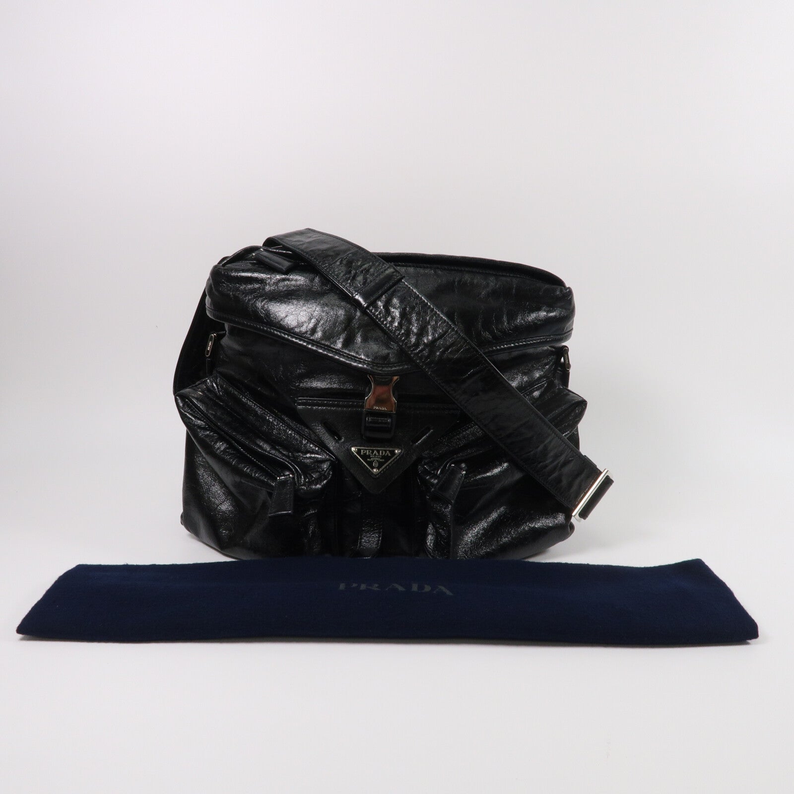 PRADA 牛皮皮革Triangle Crossbody Messenger Bag肩背袋