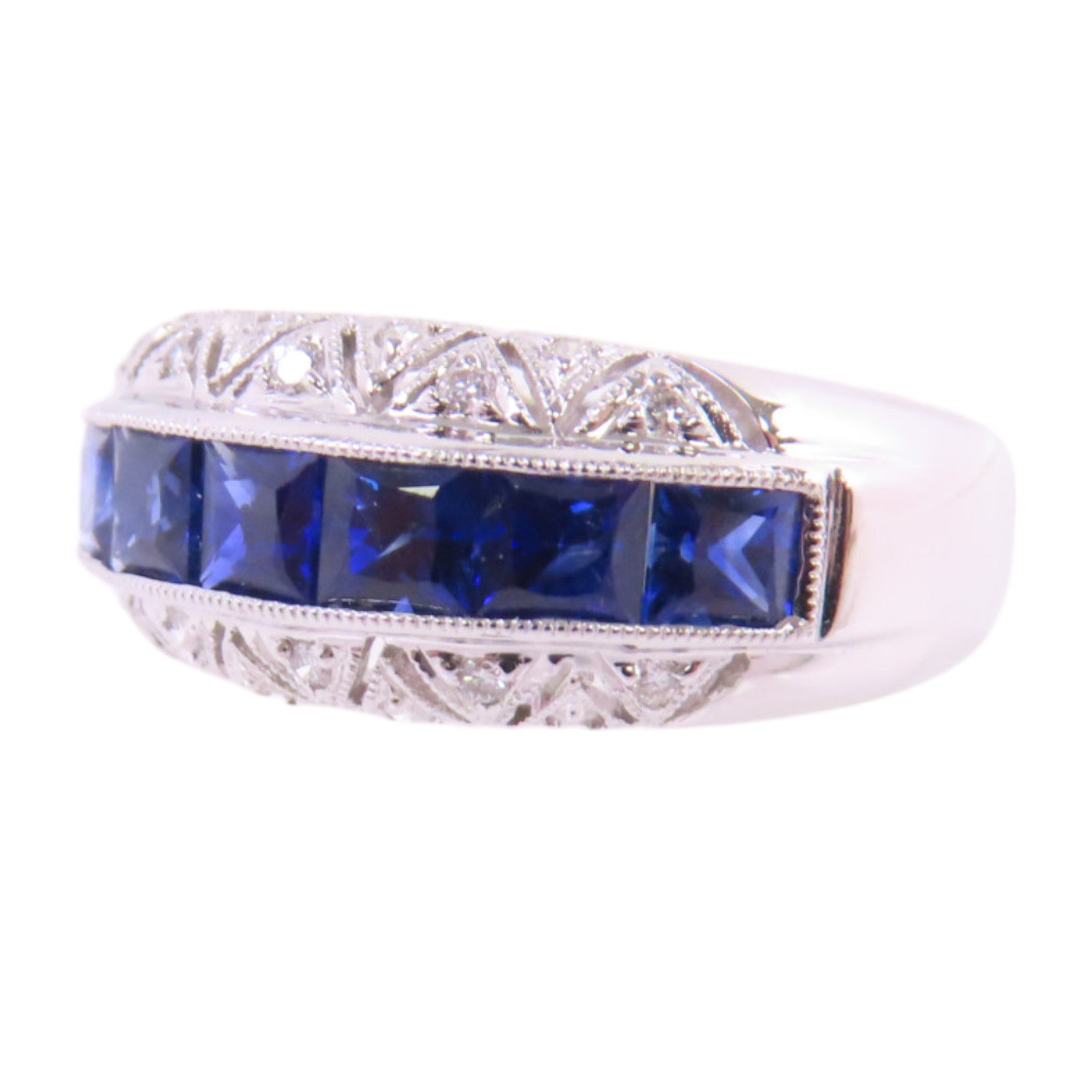 JEWELRY 18K白金/藍寶石/鑽石Sapphire Diamond Ring戒指US#5.75