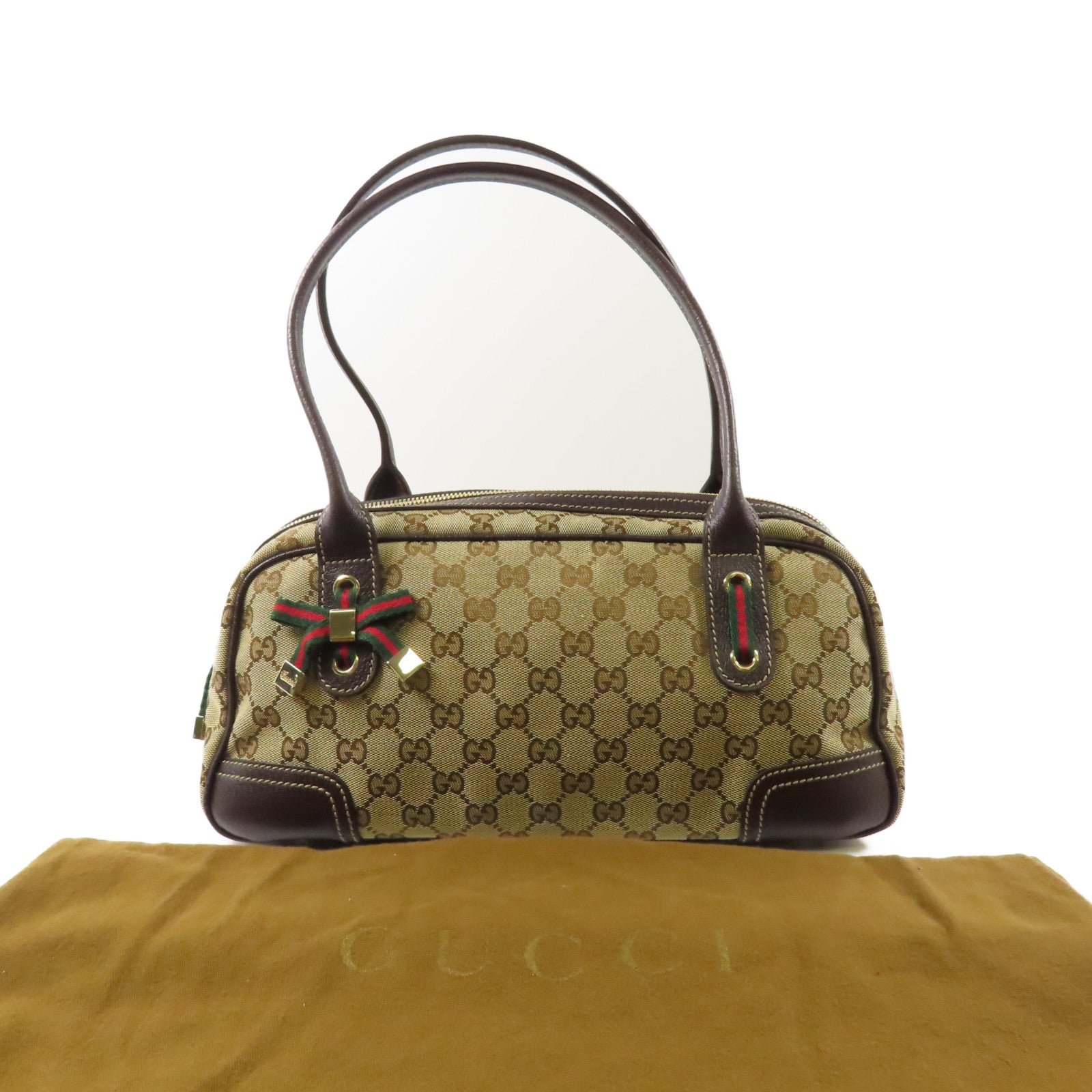 GUCCI 帆布Mini Boston Bag金扣肩背袋
