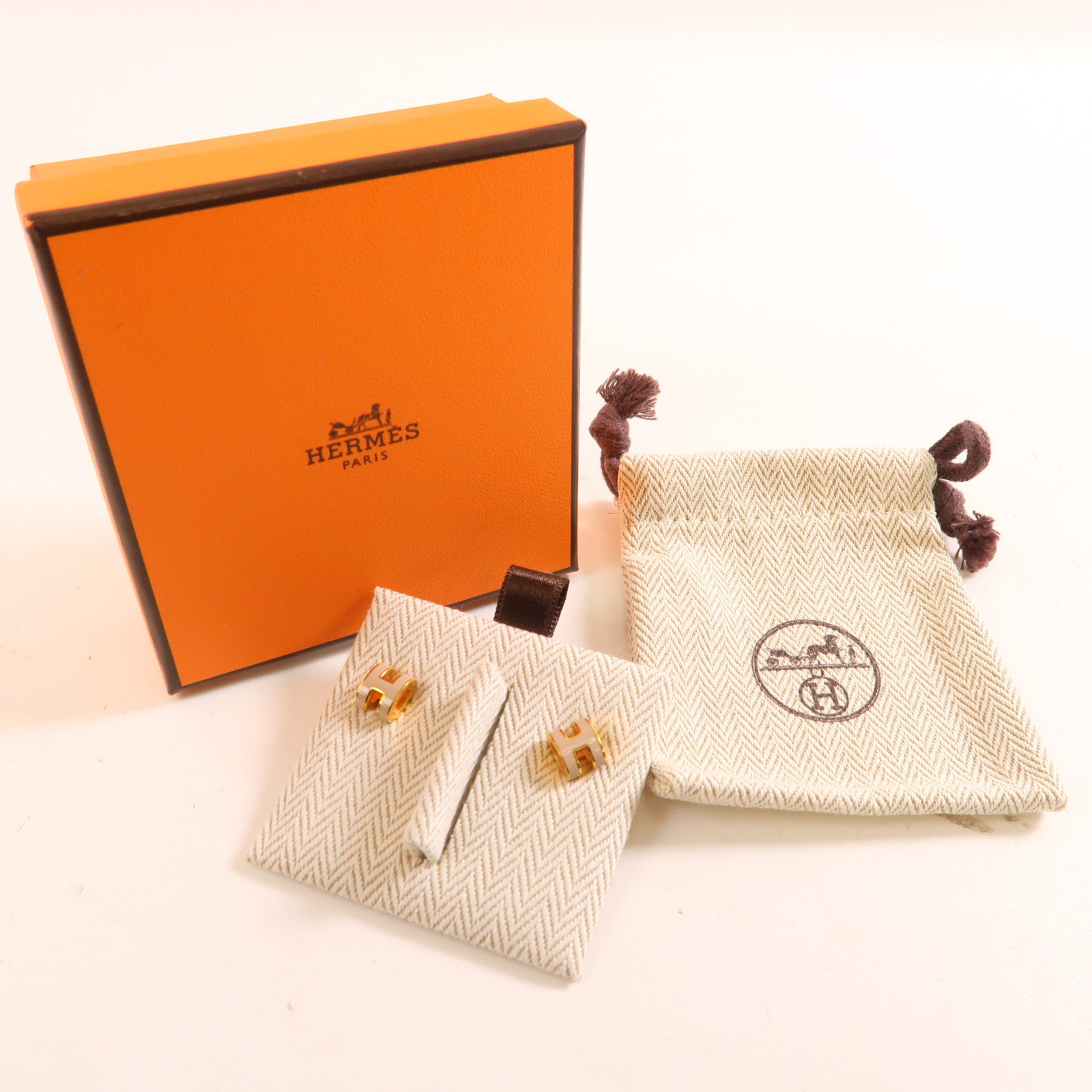 HERMES 金屬Pop H Earrings金扣耳環灰色