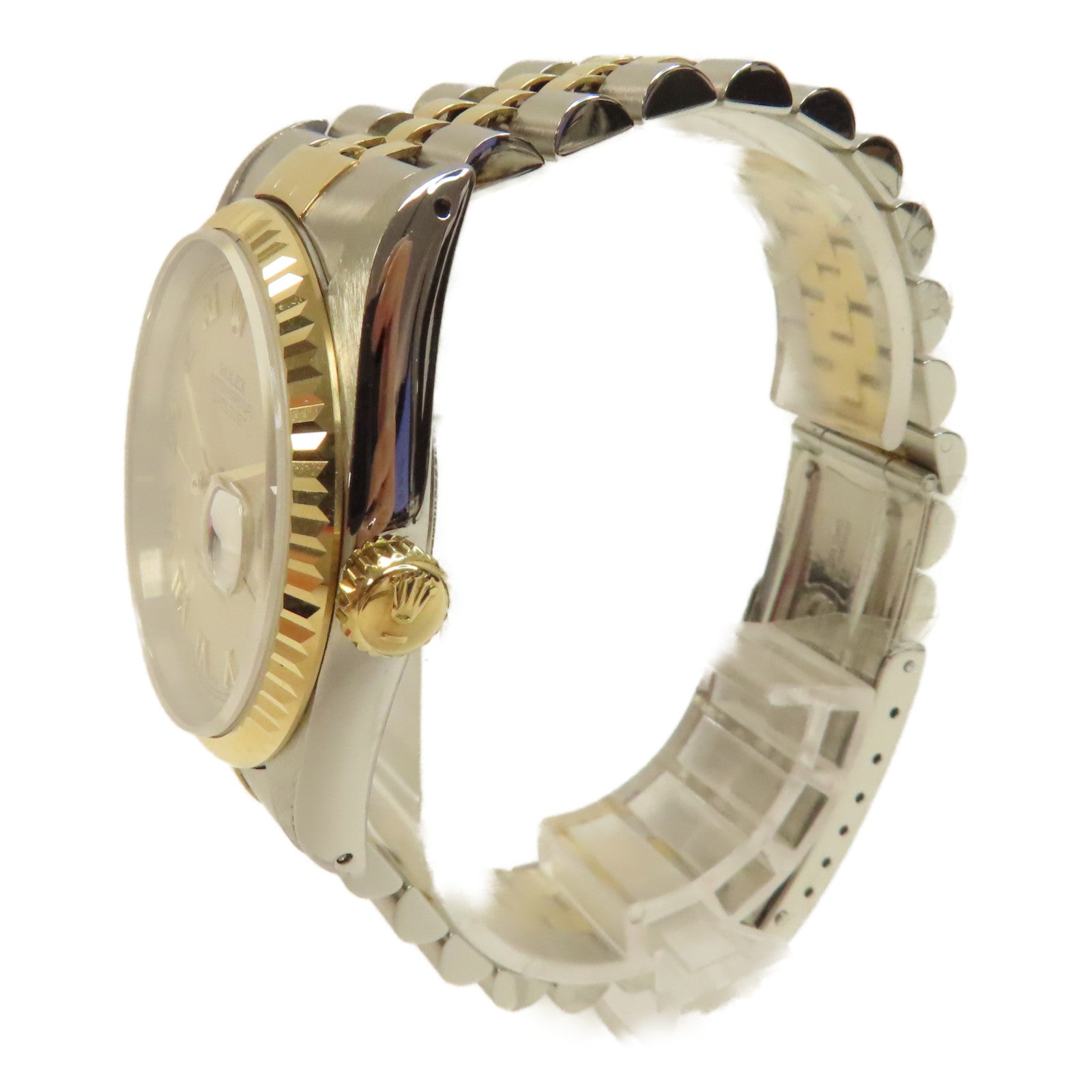 ROLEX Datejust 18K黃金/不鏽鋼手錶自動機芯銀色