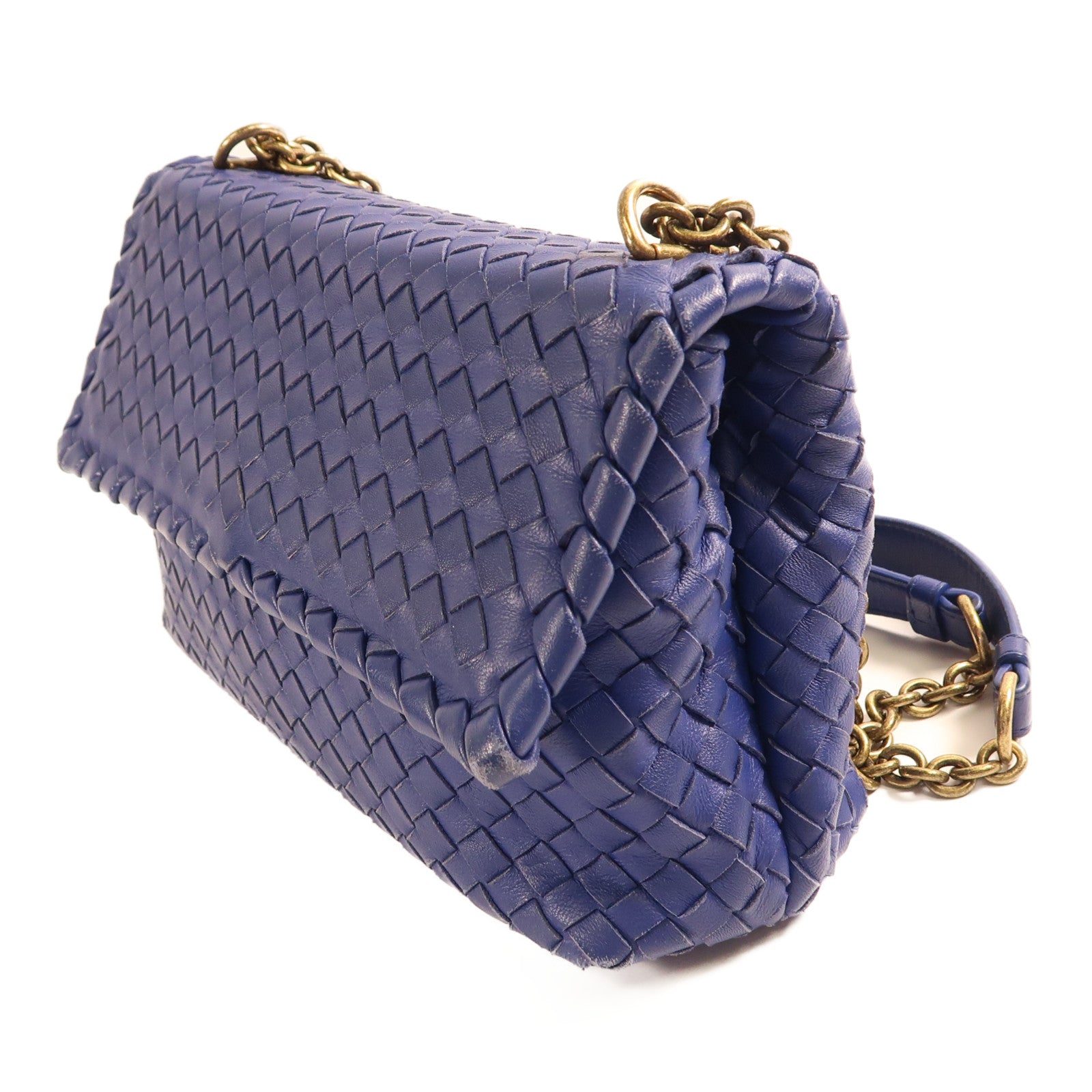 BOTTEGA VENETA 【激減優惠】織紋皮革Chain Shoulder金扣鏈帶肩背袋