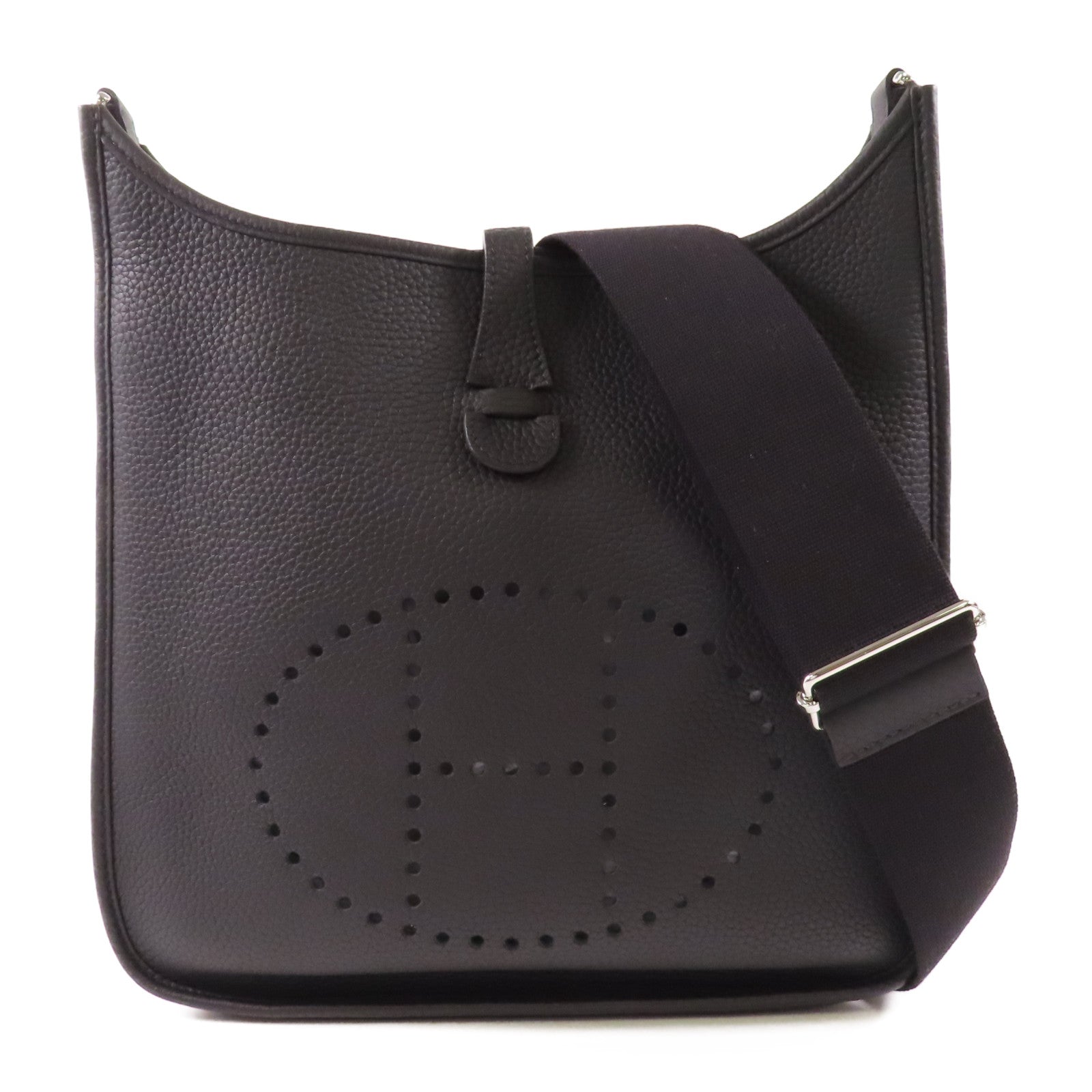 HERMES Clemence皮革Evelyne III 29銀扣肩背袋89 Noir