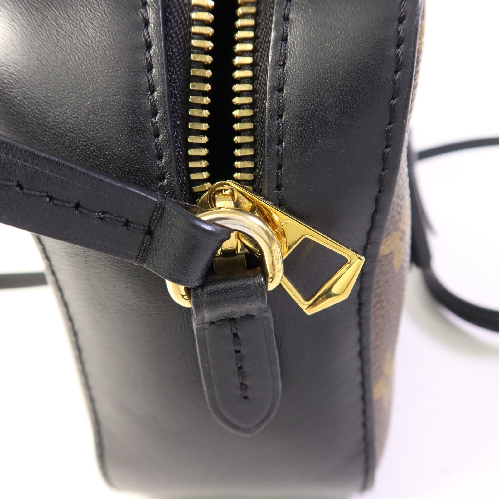 LOUIS VUITTON Monogram Saintonge金扣手挽袋棕色