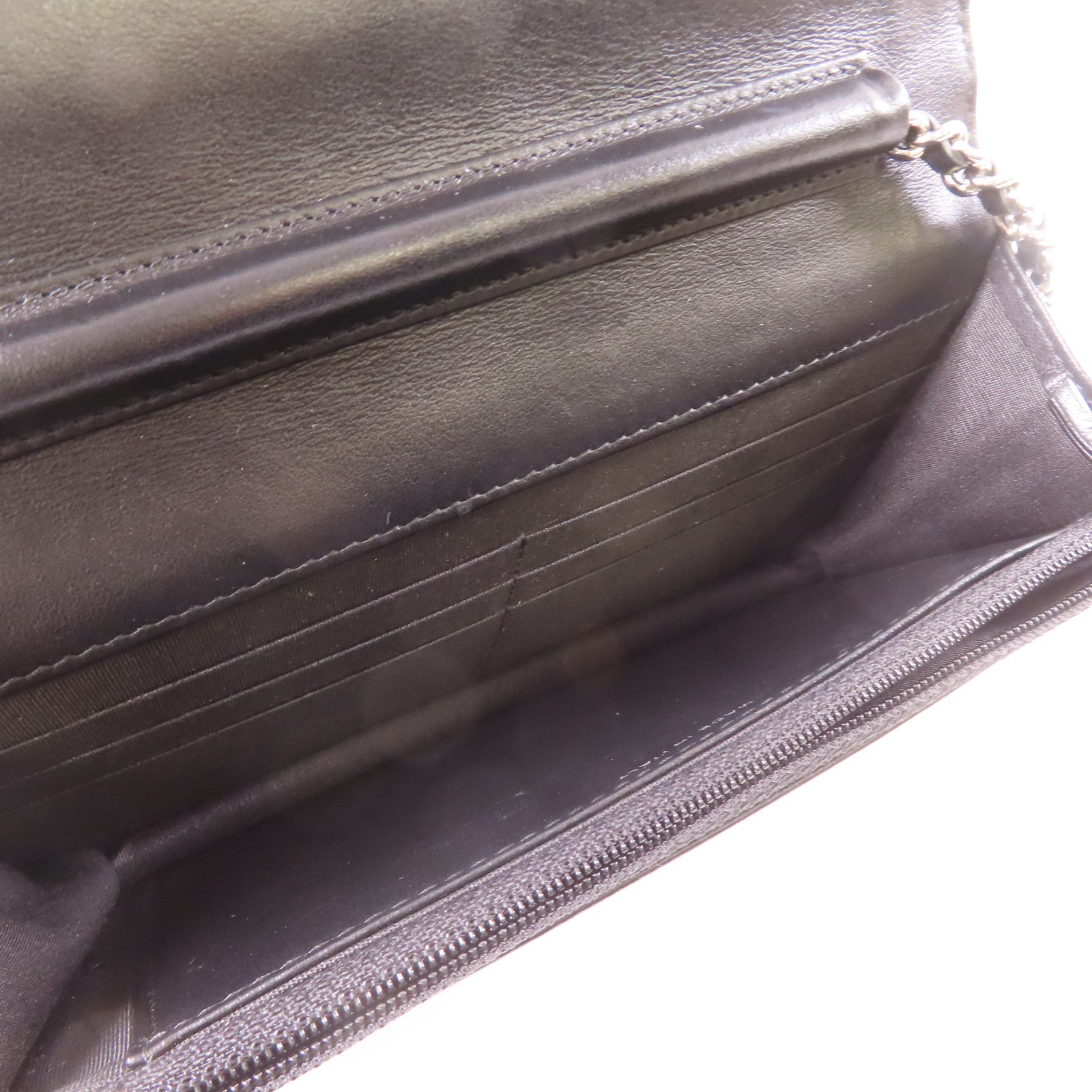 CHANEL 羊皮皮革WOC Wallet On Chain銀扣鏈帶肩背袋黑色