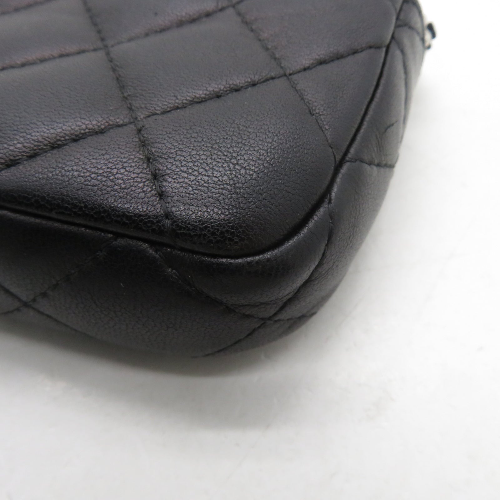 CHANEL 【激減優惠】菱格羊皮皮革Chain Shoulder銀扣鏈帶肩背袋黑色