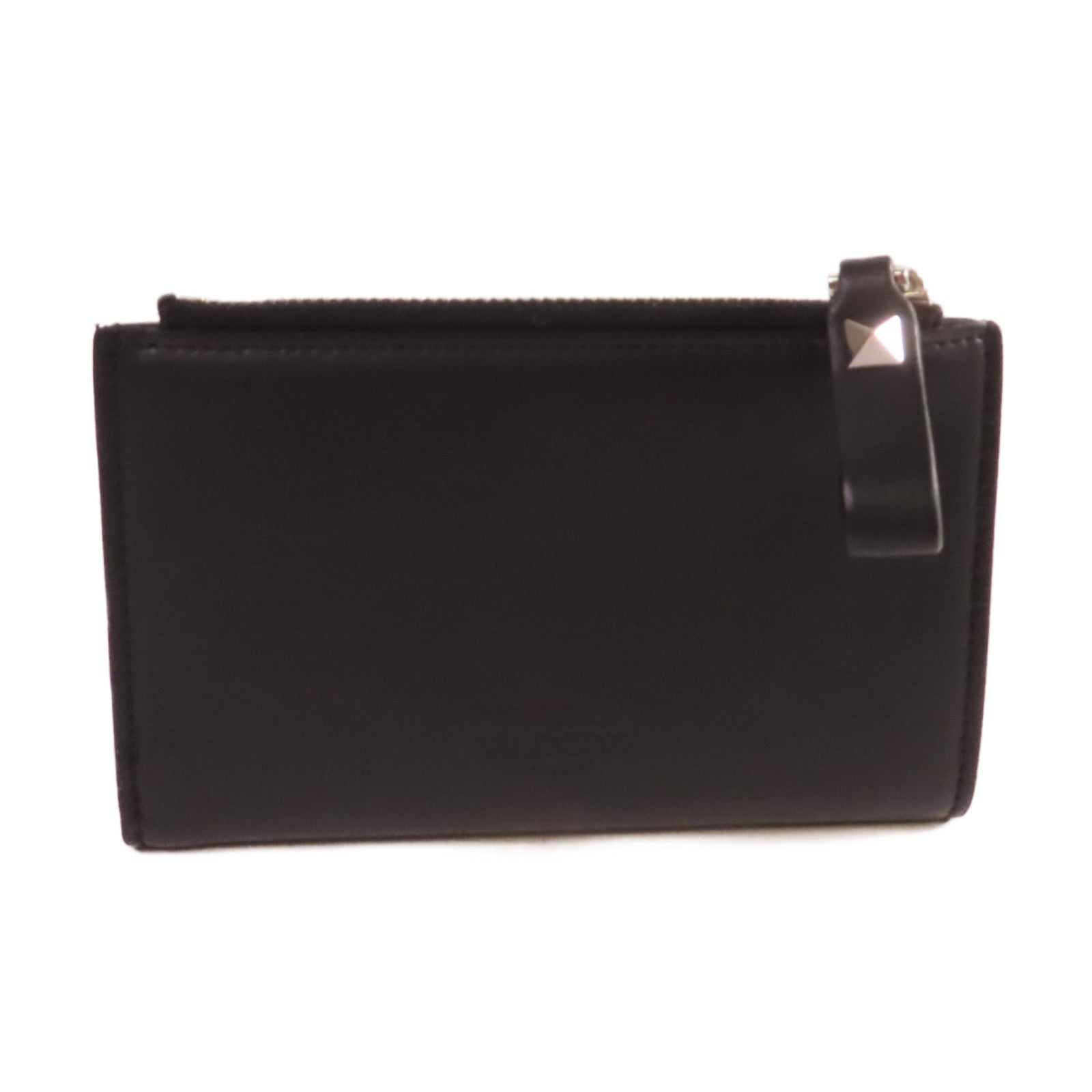 Valentino 牛皮皮革VLTN Small Wallet銀扣短錢包黑色