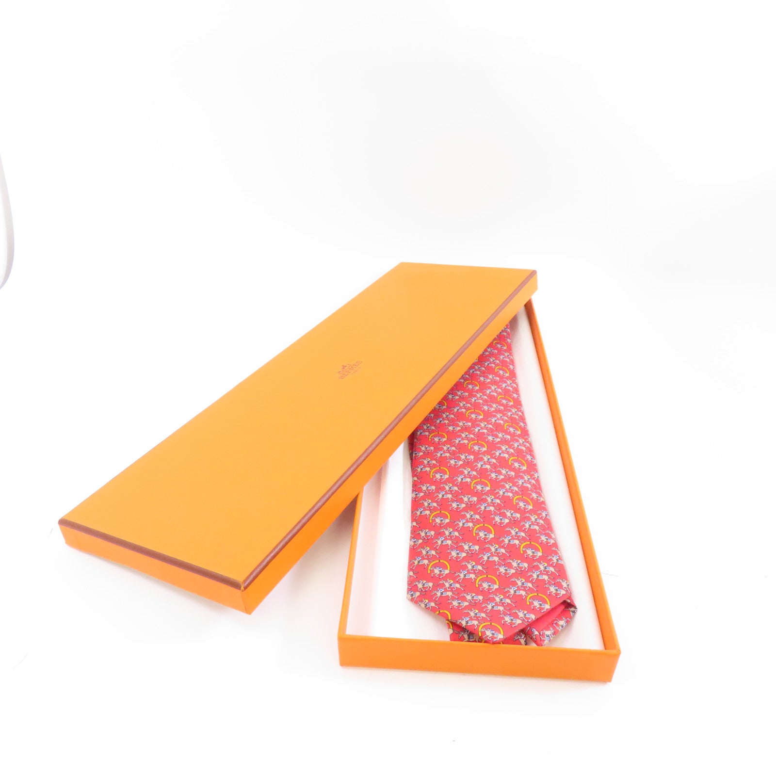 HERMES 絲質Tie領帶紅色