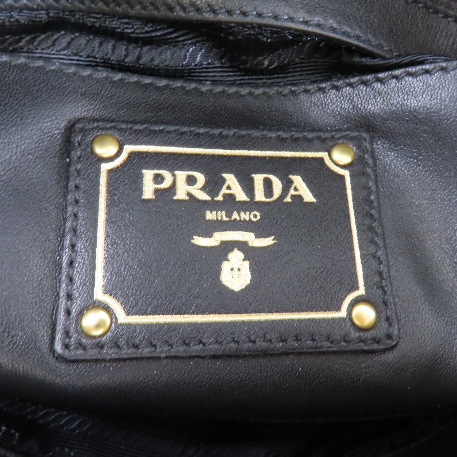 PRADA 牛皮皮革Shoulder Bag金扣手挽肩背兩用袋黑色