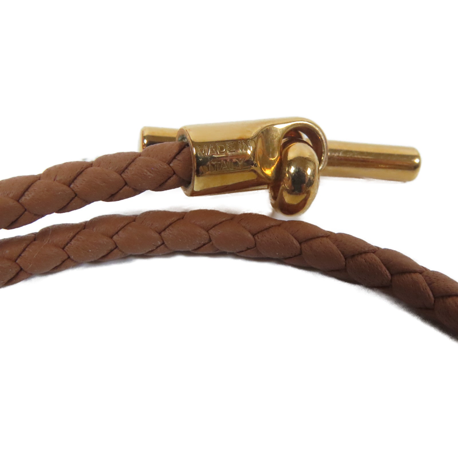 HERMES 皮革Glenan Double Bracelet手鏈啡色/金色