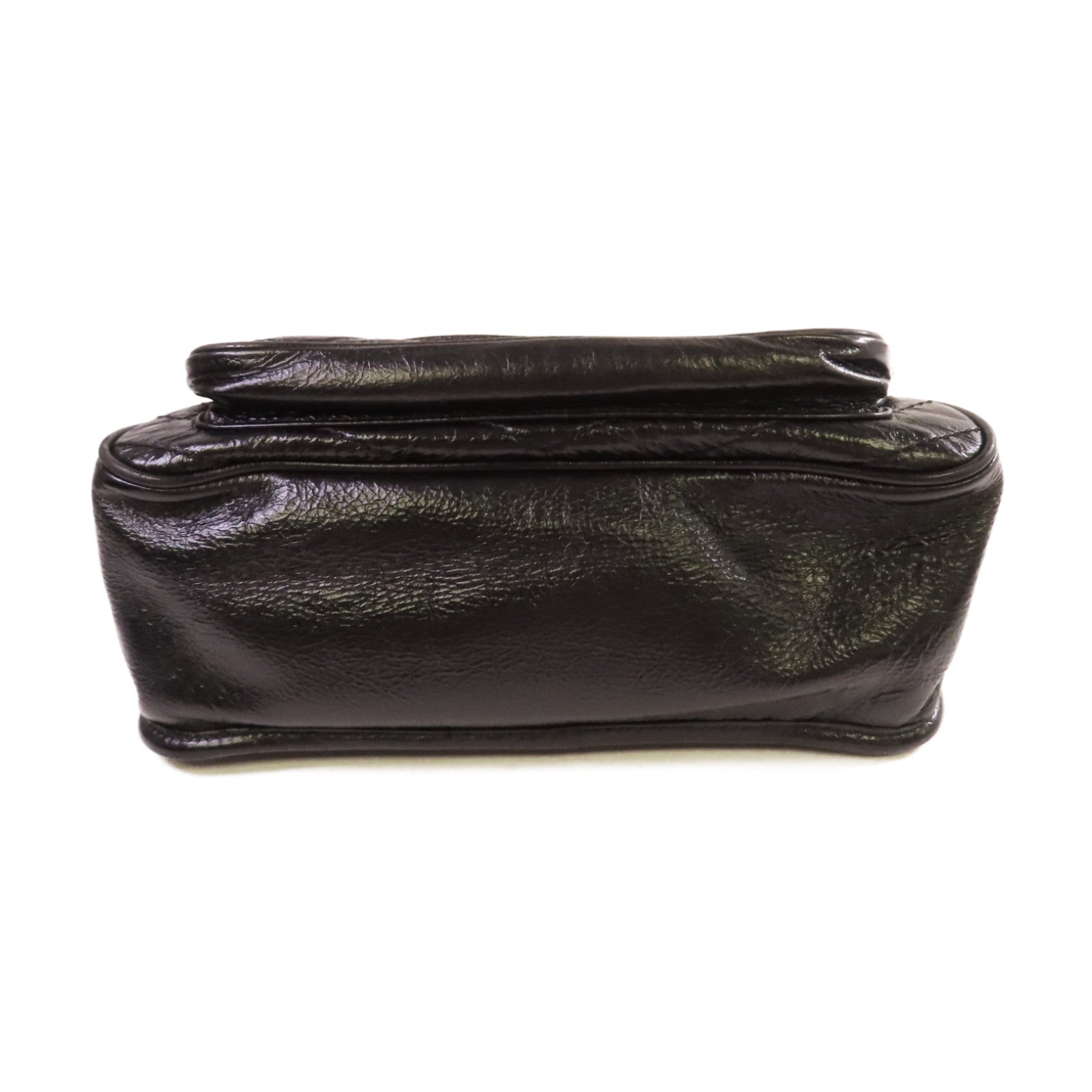 SAINT LAURENT 斜紋皮革Niki Medium Shoulder Bag銀扣鏈帶肩背袋黑色