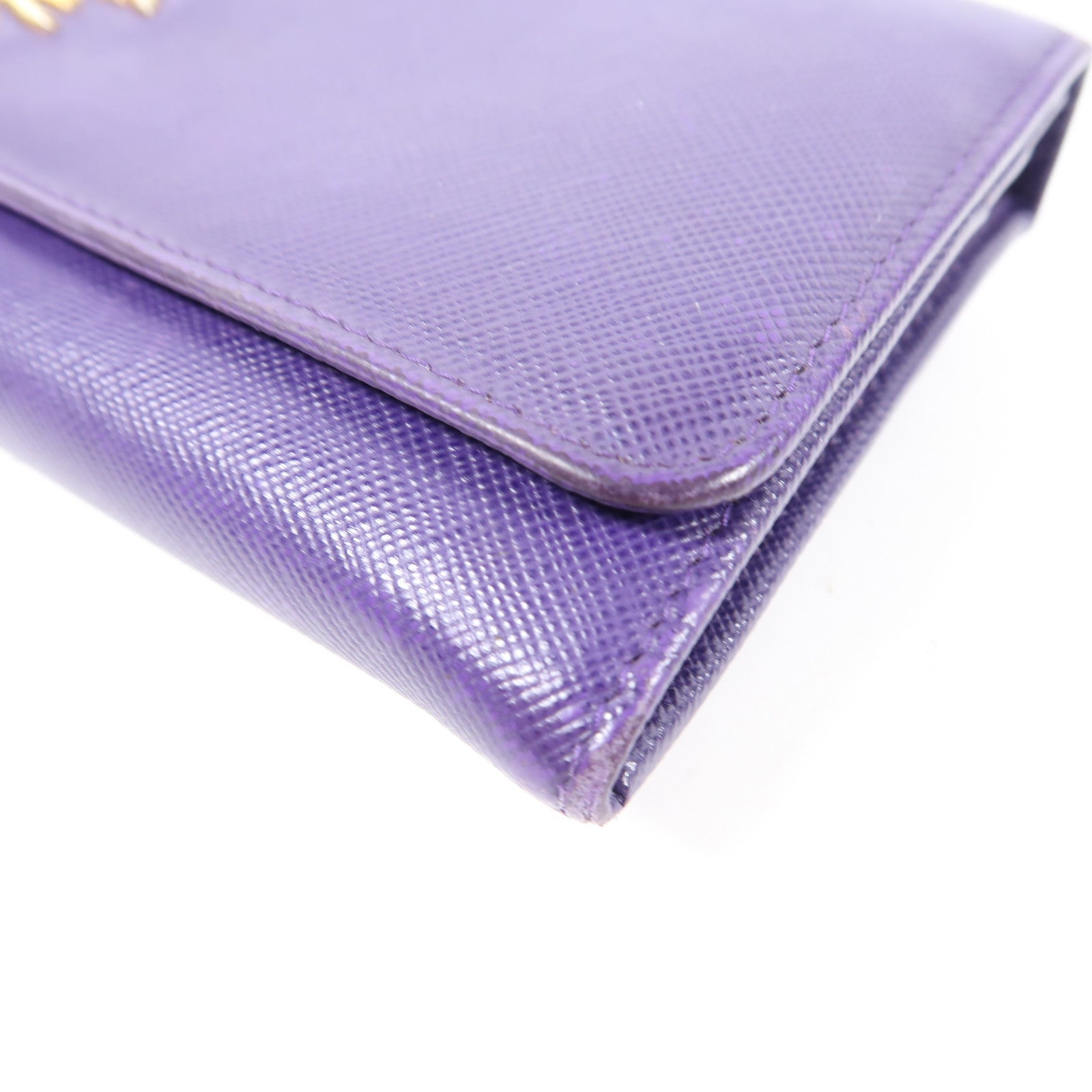 PRADA 牛皮皮革Long Wallet金扣長錢包紫色