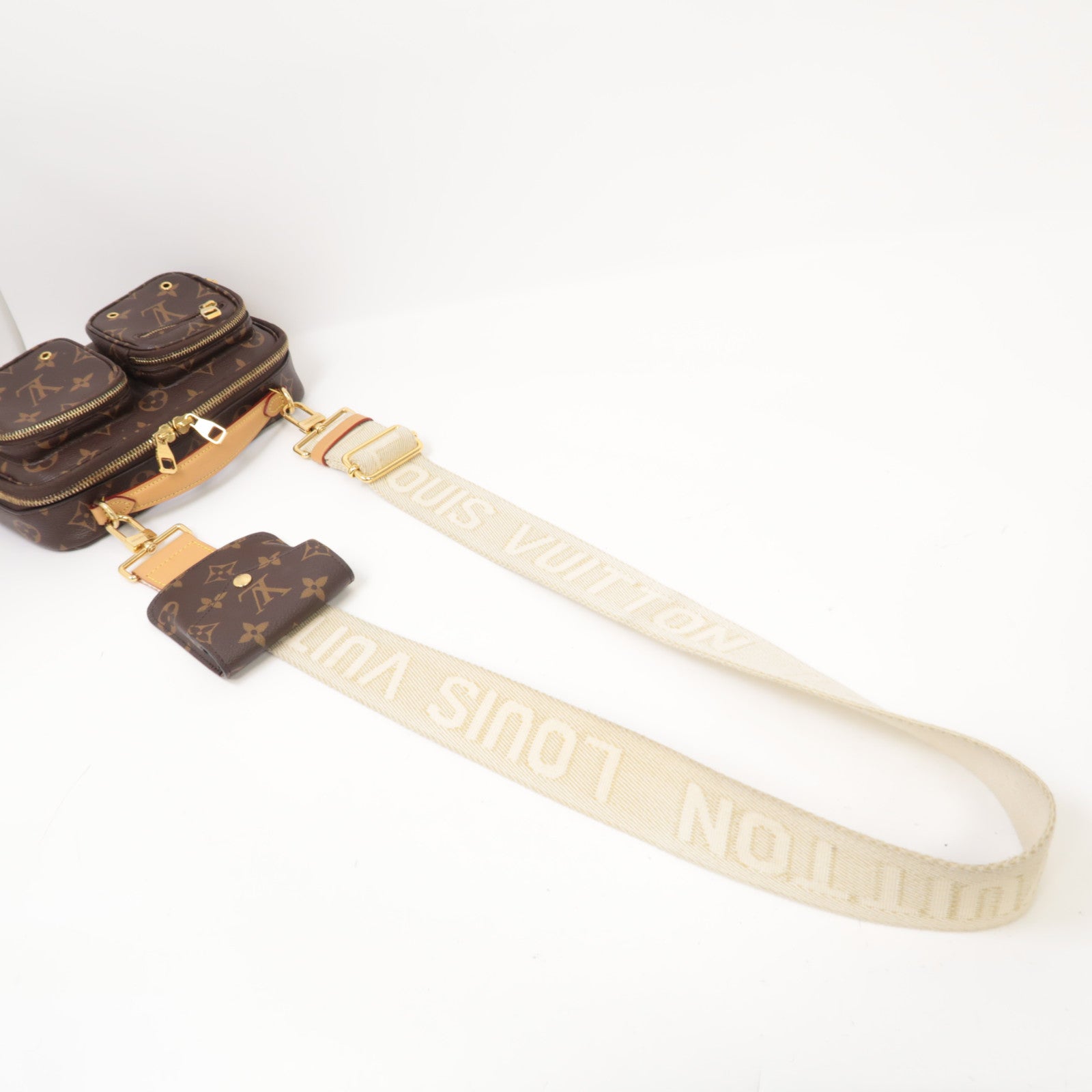 LOUIS VUITTON Monogram Utility金扣手挽肩背兩用袋棕色