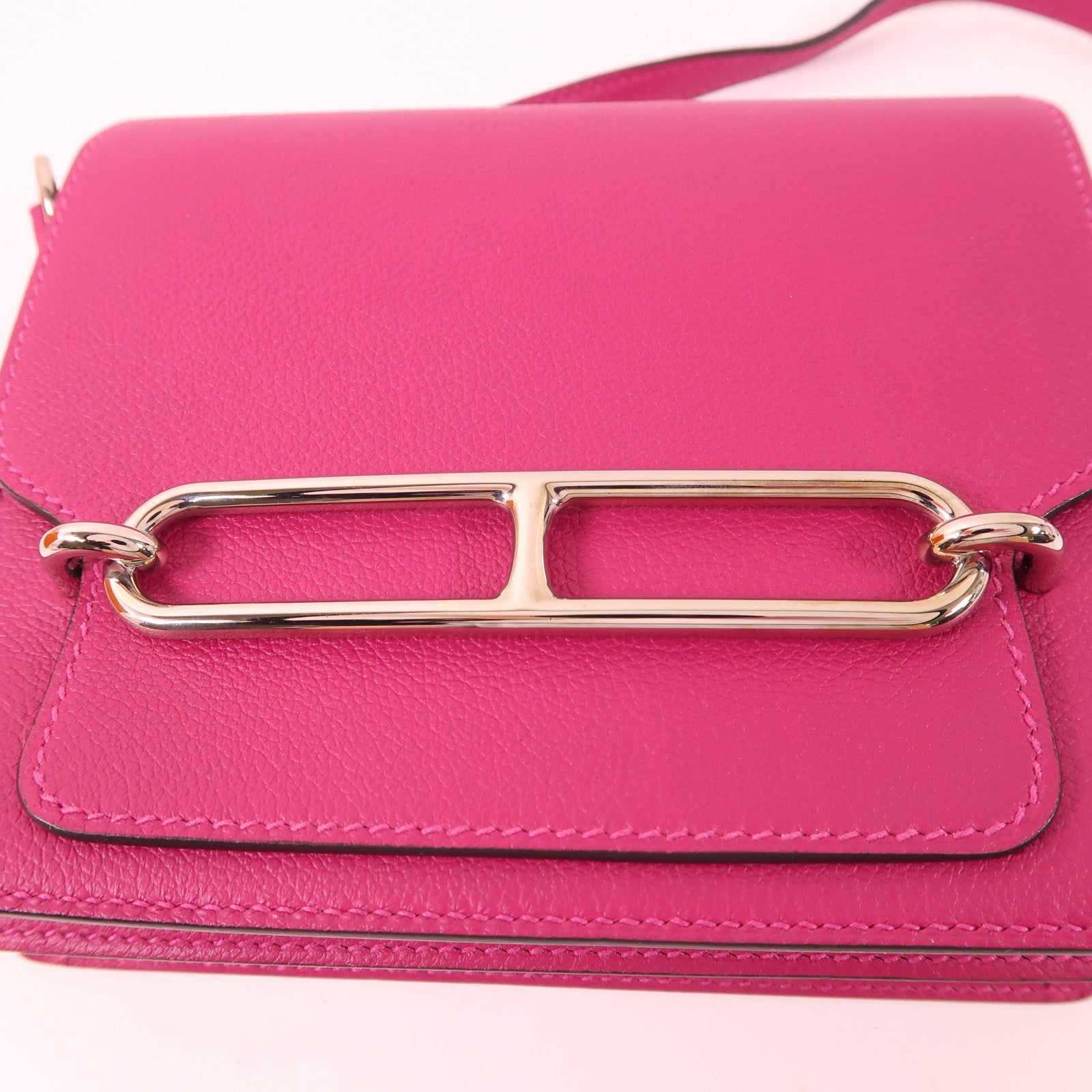HERMES 【激減優惠】Evercolor皮革Mini Roulis銀扣肩背袋L3 Rose Purple