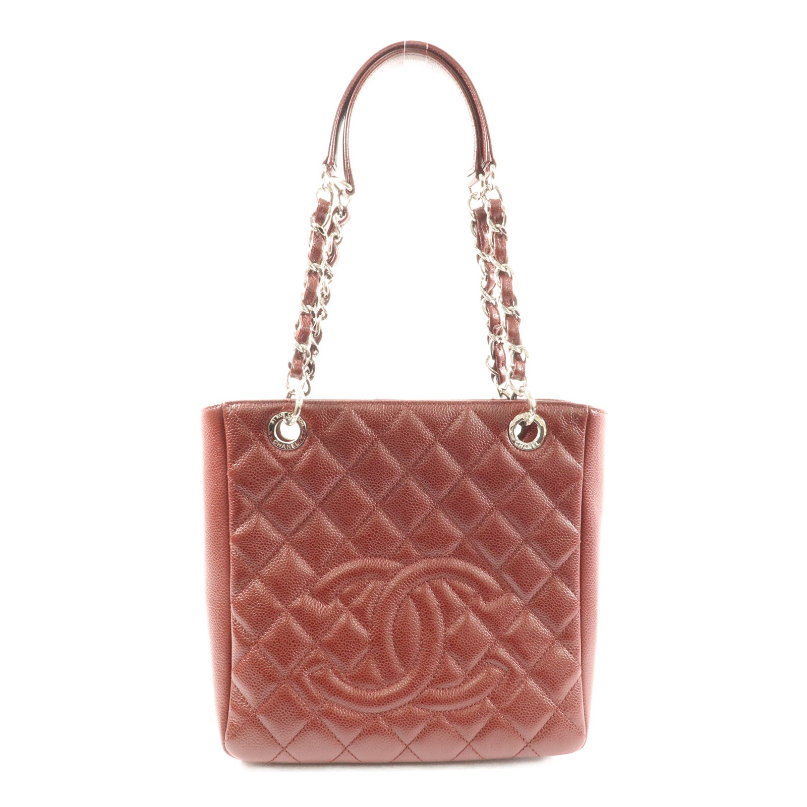 CHANEL 牛皮皮革PST Petite Shopping Tote Bag銀扣肩背袋