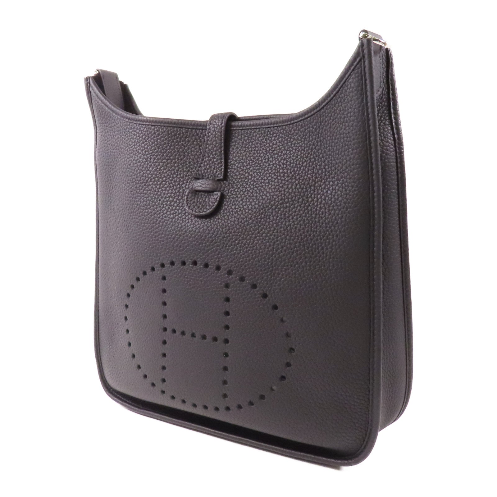 HERMES Clemence皮革Evelyne III 29銀扣肩背袋89 Noir