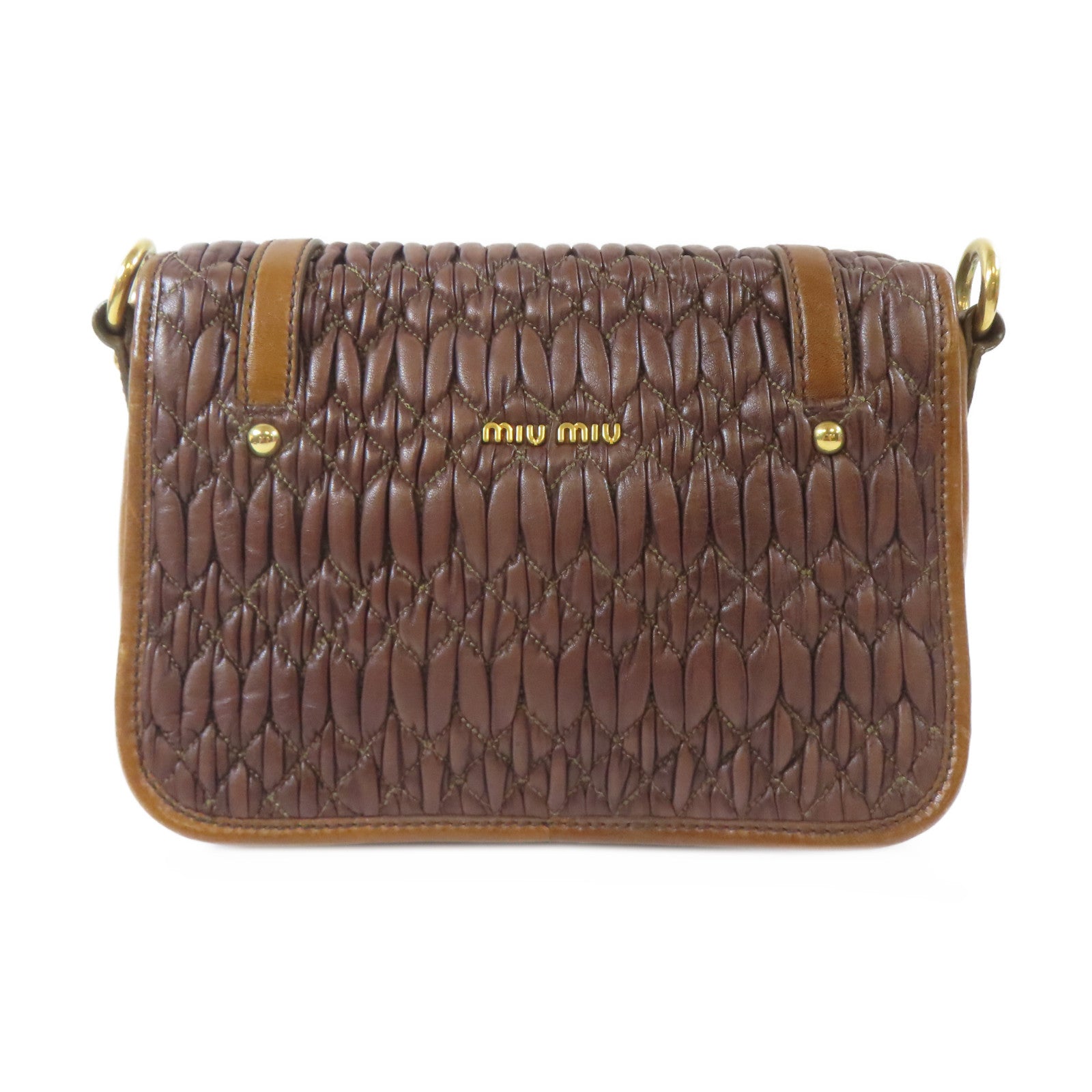 Miu Miu 羊皮皮革Shoulder Bag金扣肩背袋啡色