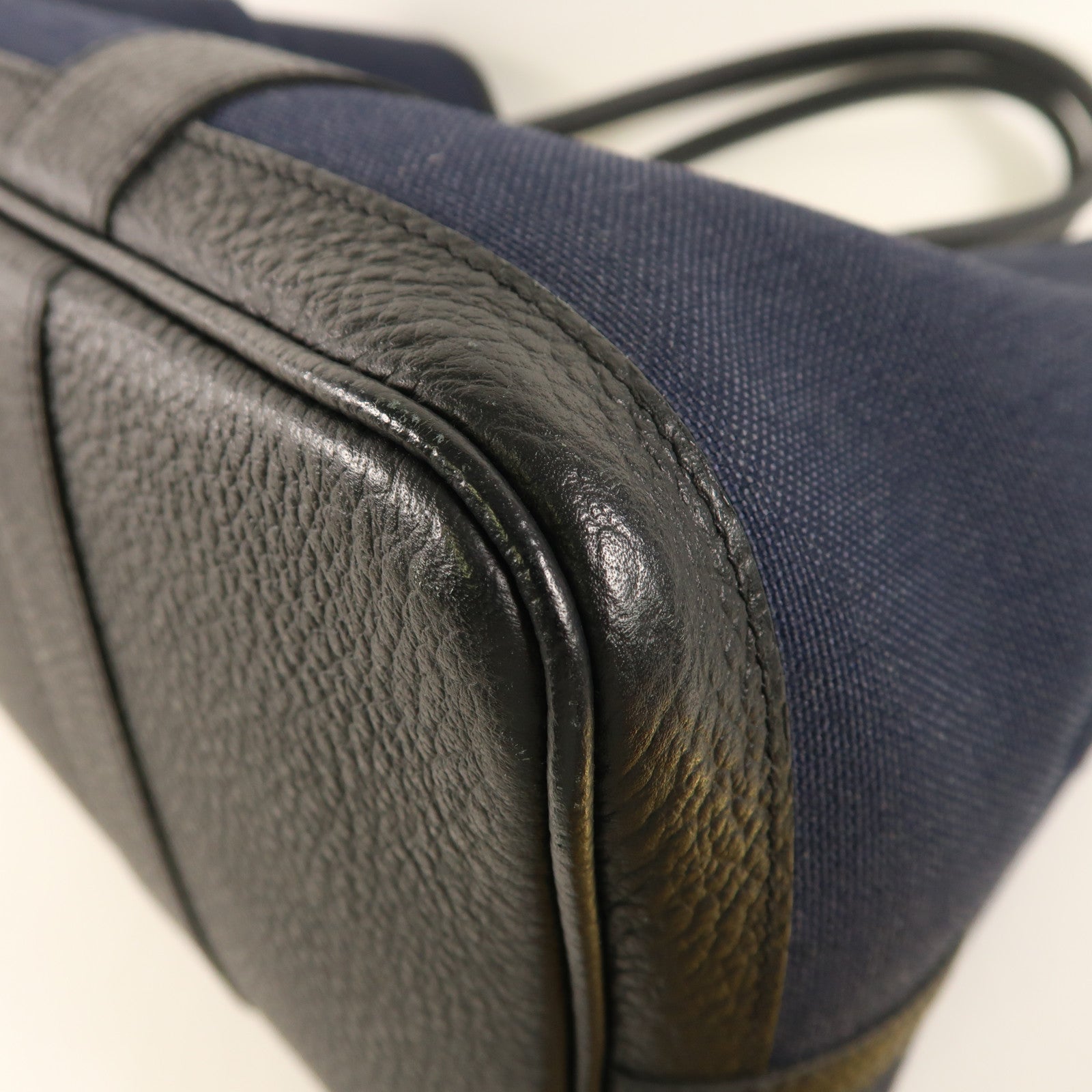 HERMES 帆布Garden Party Pocket PM銀扣手挽肩背兩用袋Bleu Nuit