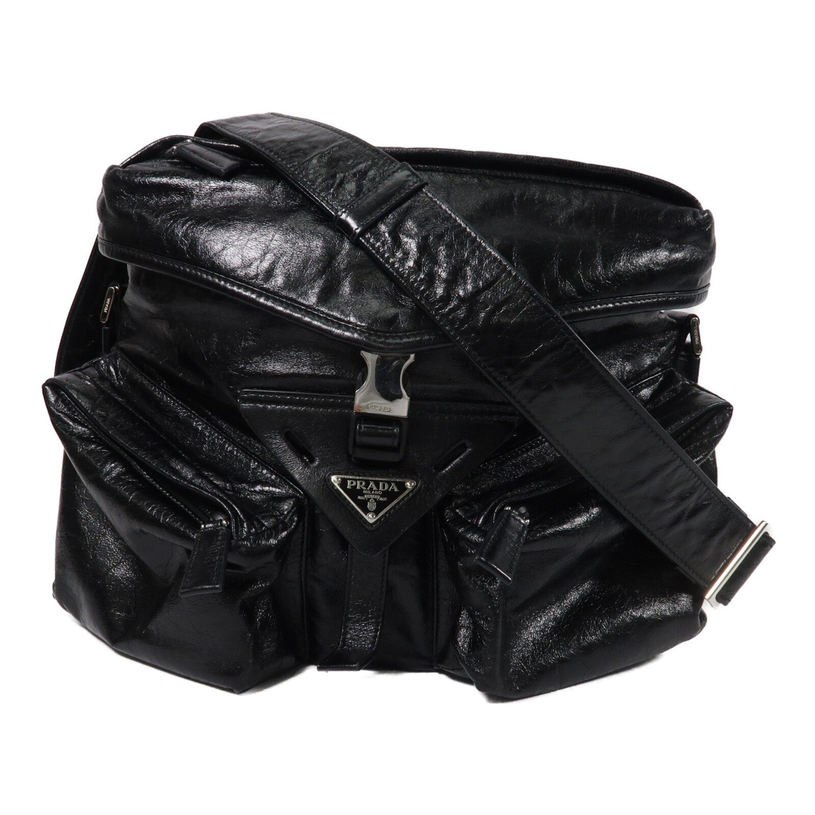 PRADA 牛皮皮革Triangle Crossbody Messenger Bag肩背袋