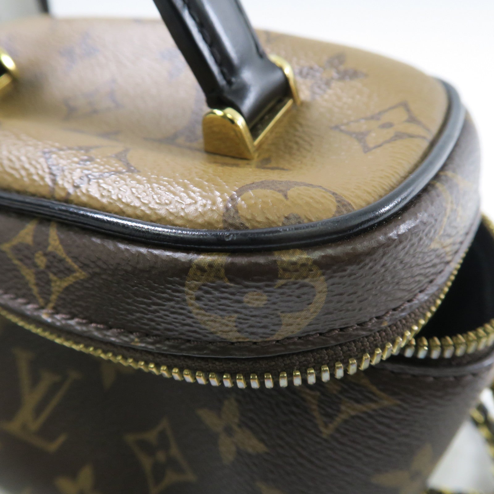 LOUIS VUITTON Monogram Vanity PM金扣鏈帶手挽肩背兩用袋啡色