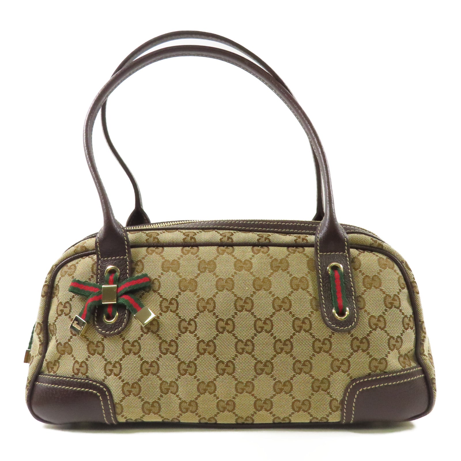 GUCCI 帆布Mini Boston Bag金扣肩背袋
