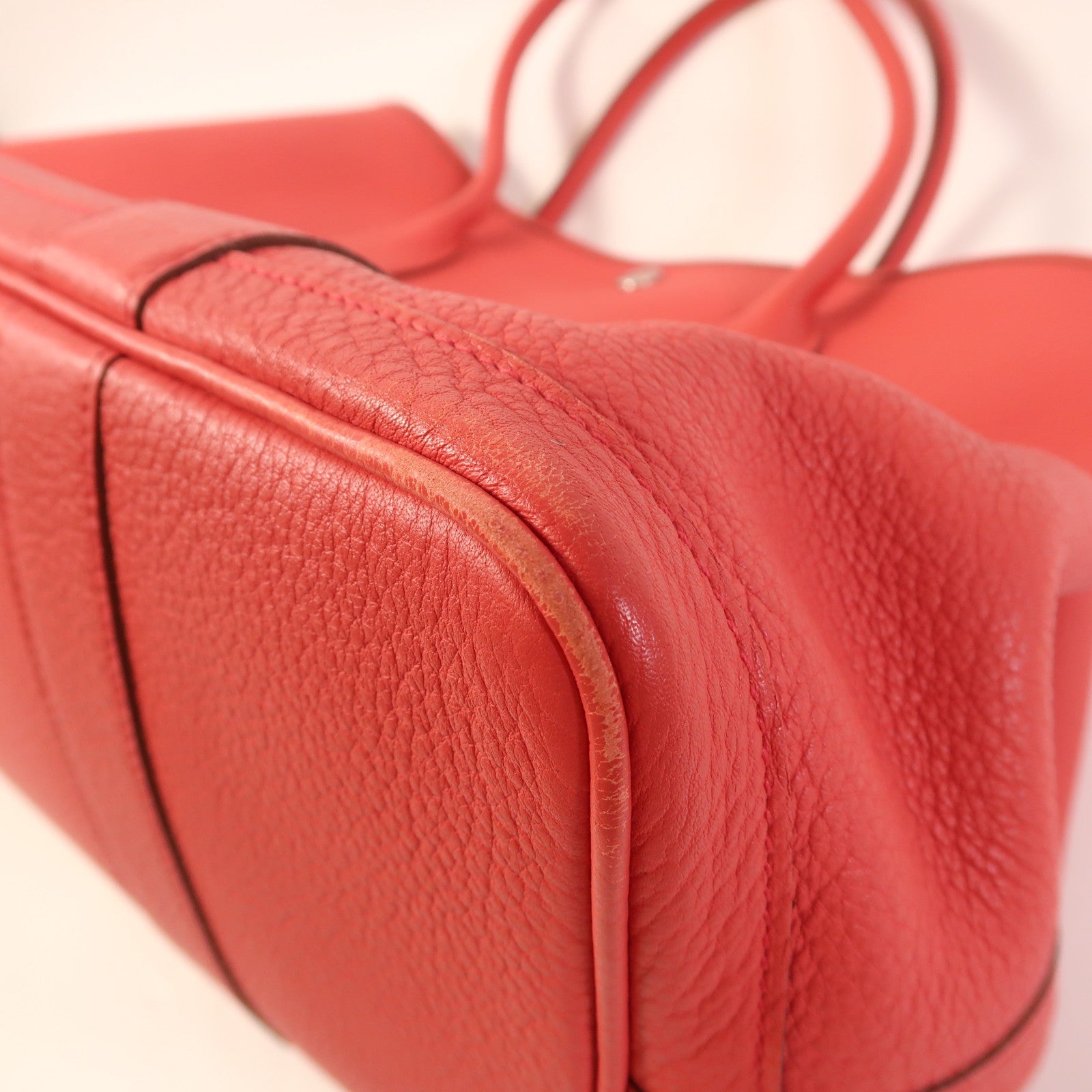 HERMES PHW Garden Party PM Tote Bag Handbag Negonda Leather Bougainvillier Red
