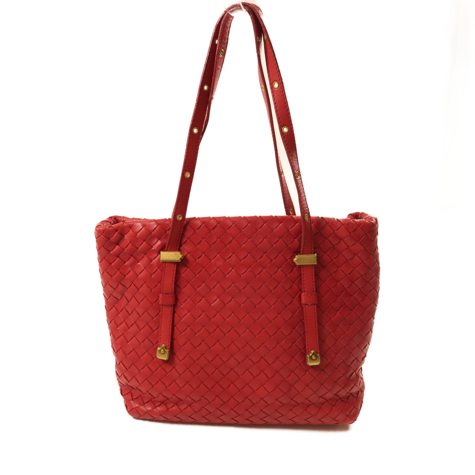 BOTTEGA VENETA 牛皮皮革2 Way Shoulder金扣手挽肩背兩用袋紅色