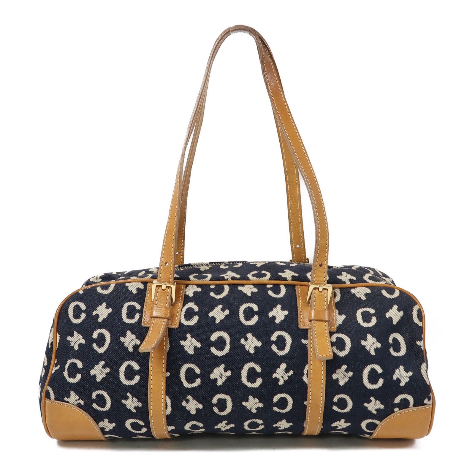 CELINE 帆布Shoulder Bag金扣肩背袋深藍色