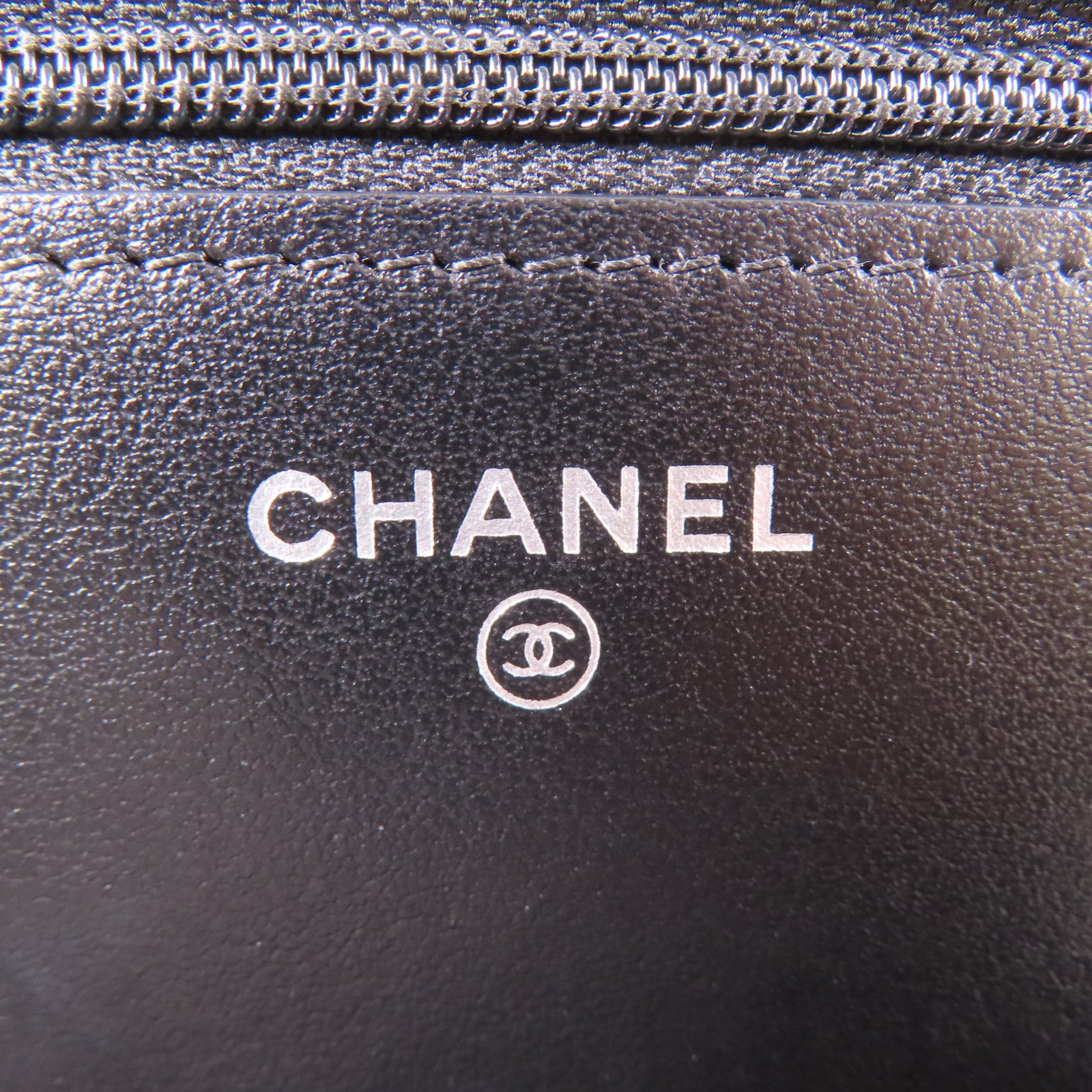 CHANEL 羊皮皮革WOC Wallet On Chain銀扣鏈帶肩背袋黑色