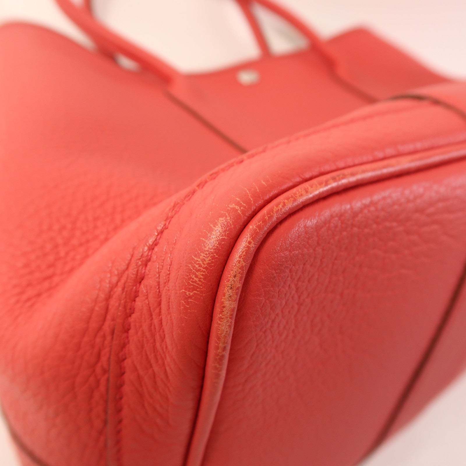 HERMES PHW Garden Party PM Tote Bag Handbag Negonda Leather Bougainvillier Red