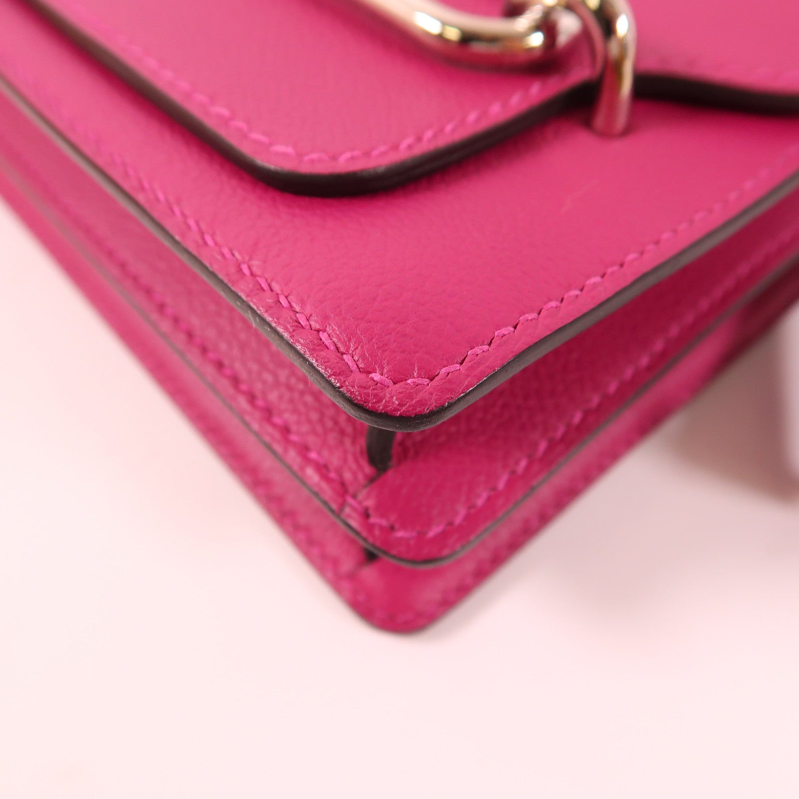 HERMES 【激減優惠】Evercolor皮革Mini Roulis銀扣肩背袋L3 Rose Purple