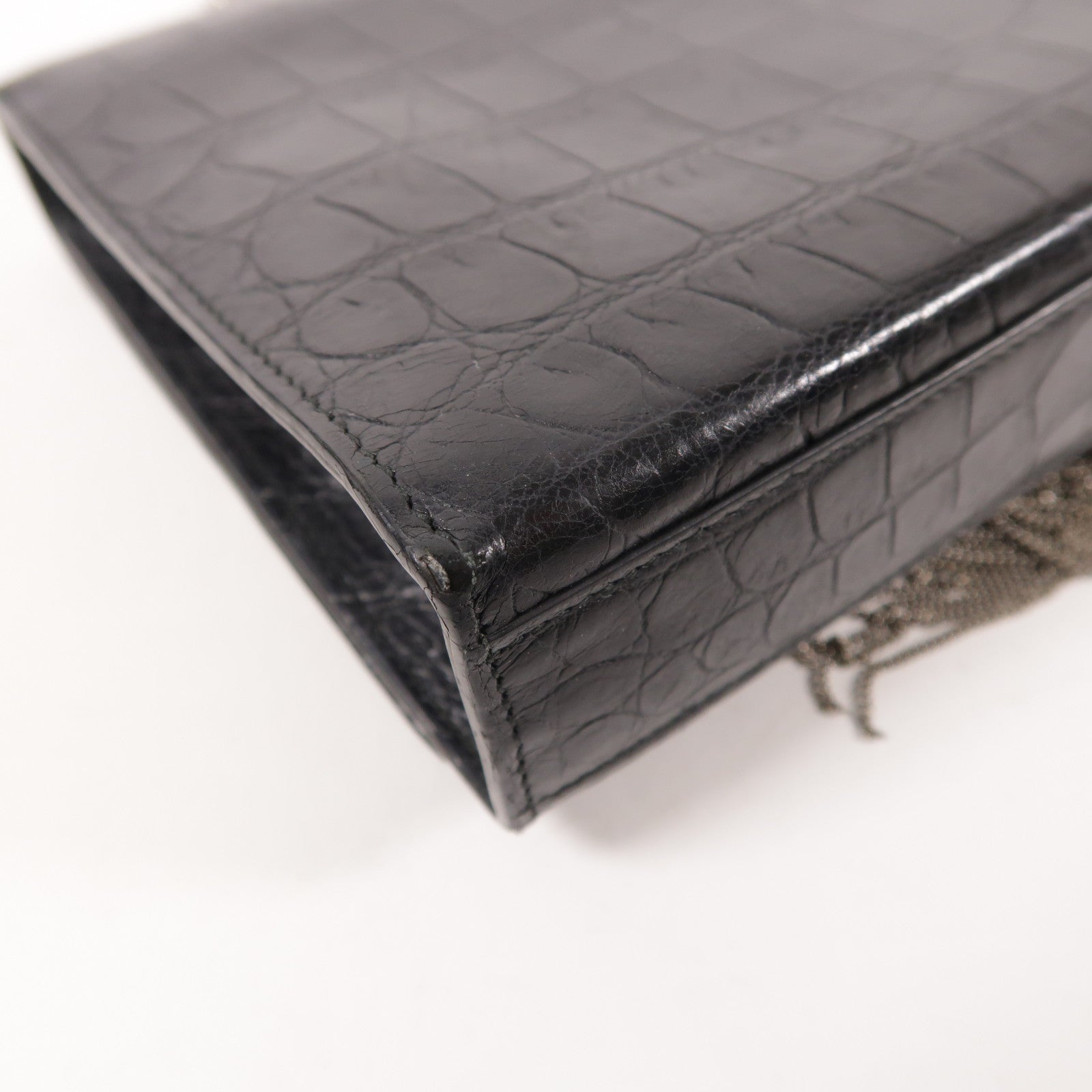 YVES SAINT LAURENT 牛皮皮革Kate Tassel銀扣鏈帶肩背袋