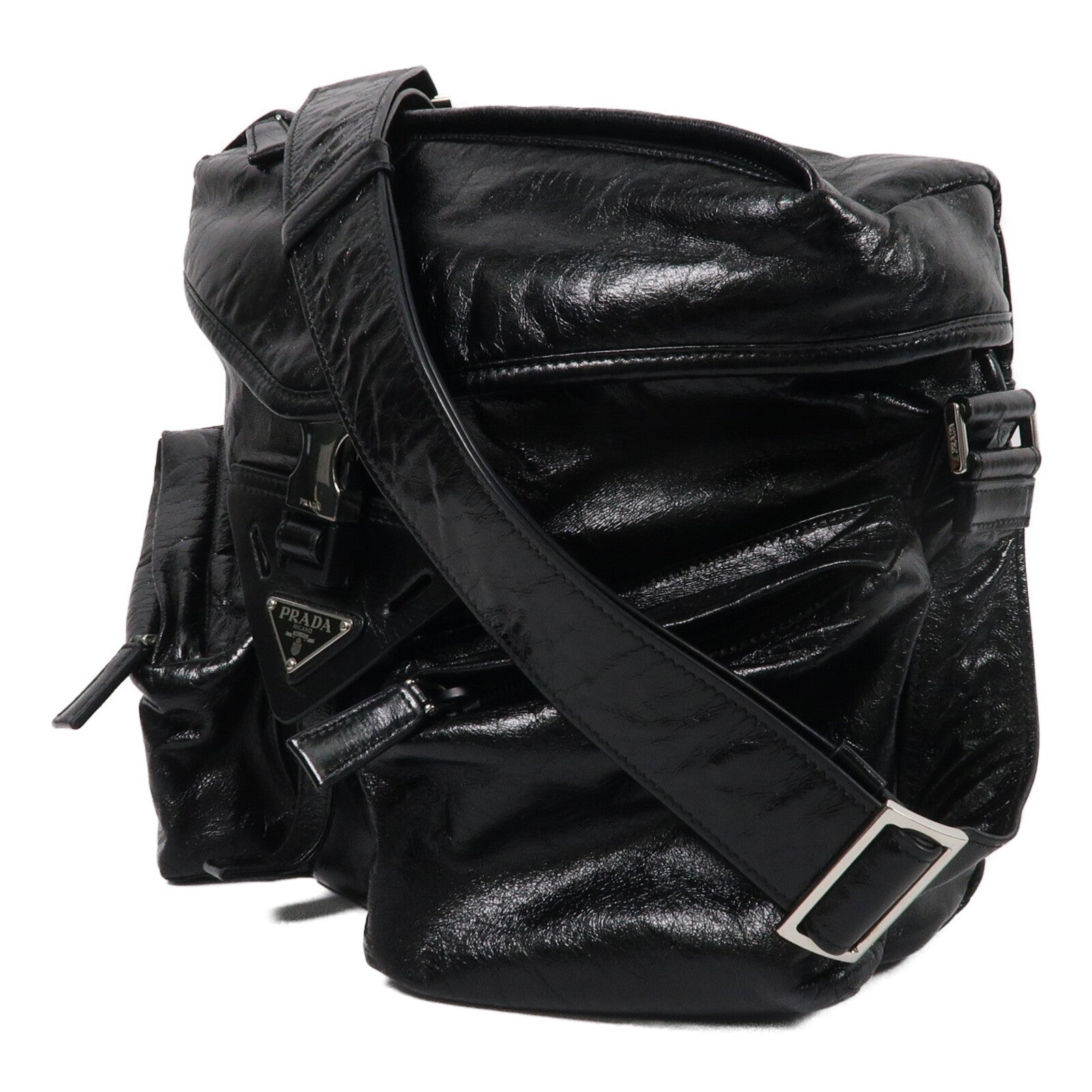 PRADA 牛皮皮革Triangle Crossbody Messenger Bag肩背袋