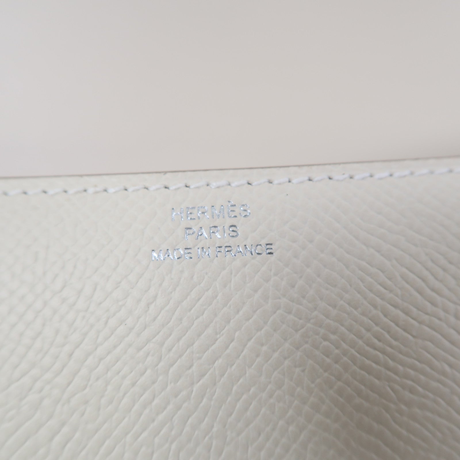 HERMES 【激減優惠】Epsom皮革Constance Elan銀扣肩背袋奶昔白色