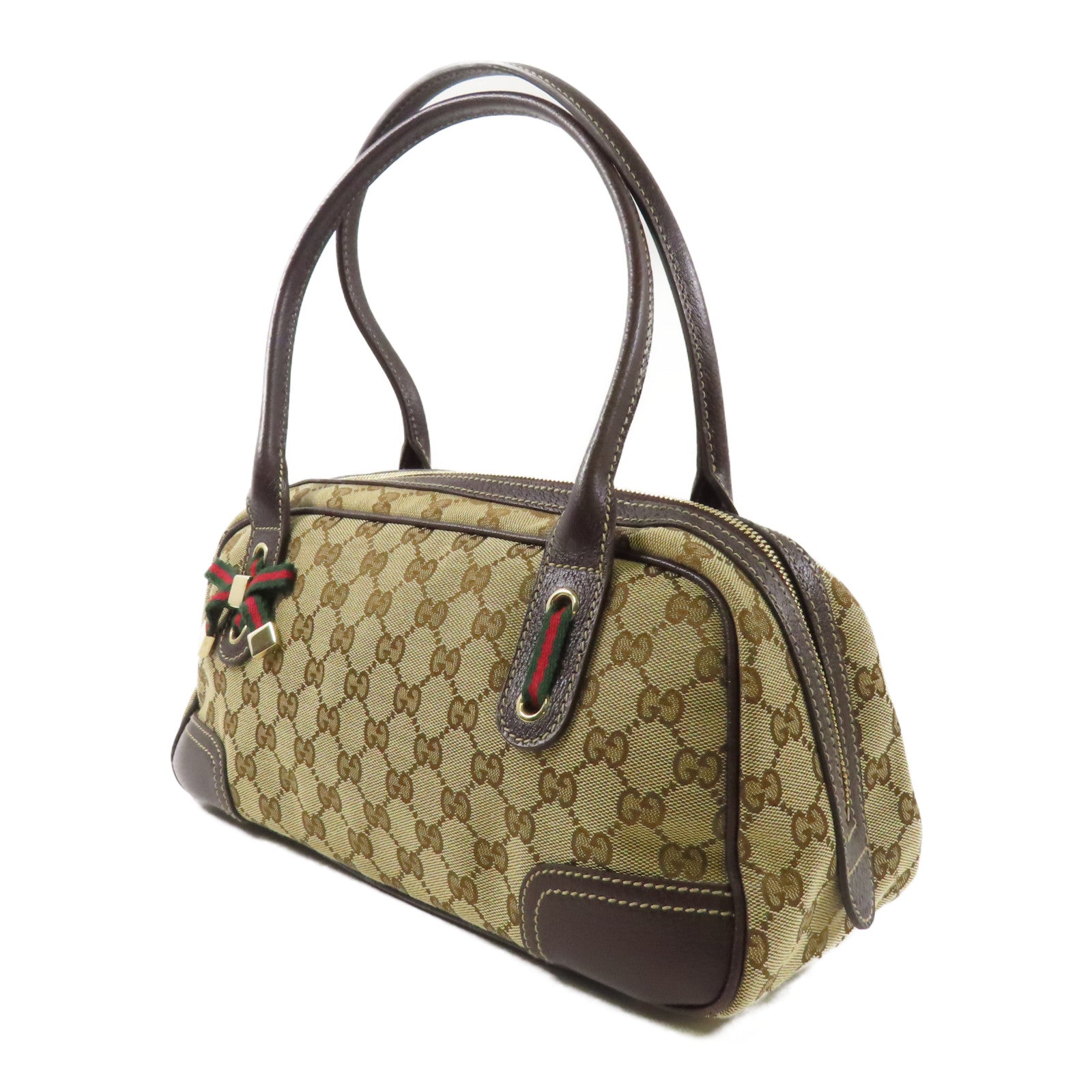 GUCCI 帆布Mini Boston Bag金扣肩背袋