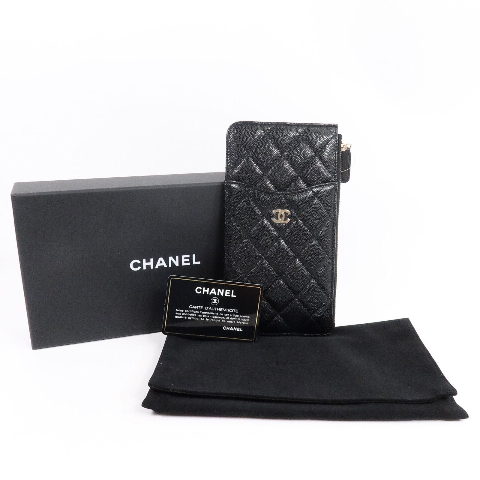 CHANEL 牛皮皮革Phone Pouch W Zipper Wallet手拿包