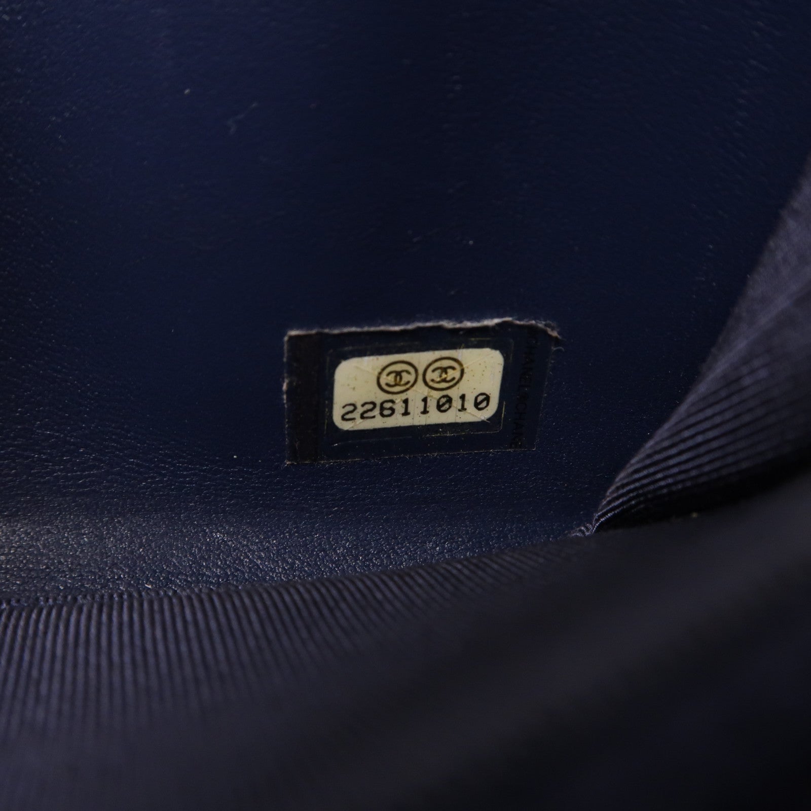 CHANEL 菱格羊皮皮革Zipper Long Wallet銀扣拉鍊長錢包深藍色