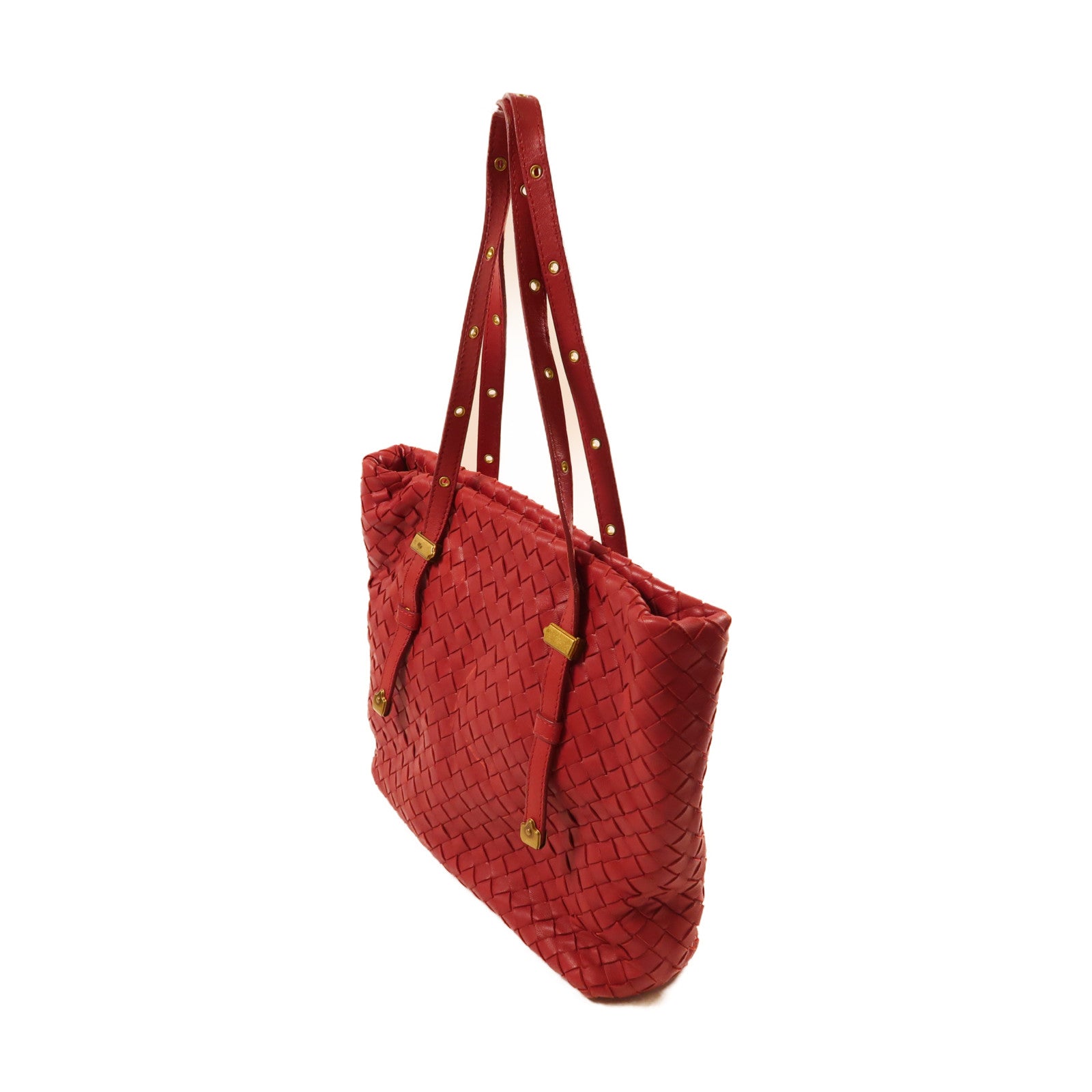 BOTTEGA VENETA 牛皮皮革2 Way Shoulder金扣手挽肩背兩用袋紅色
