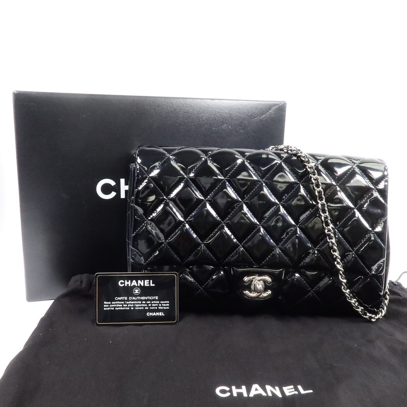 CHANEL 漆皮皮革Timeless鏈帶肩背袋