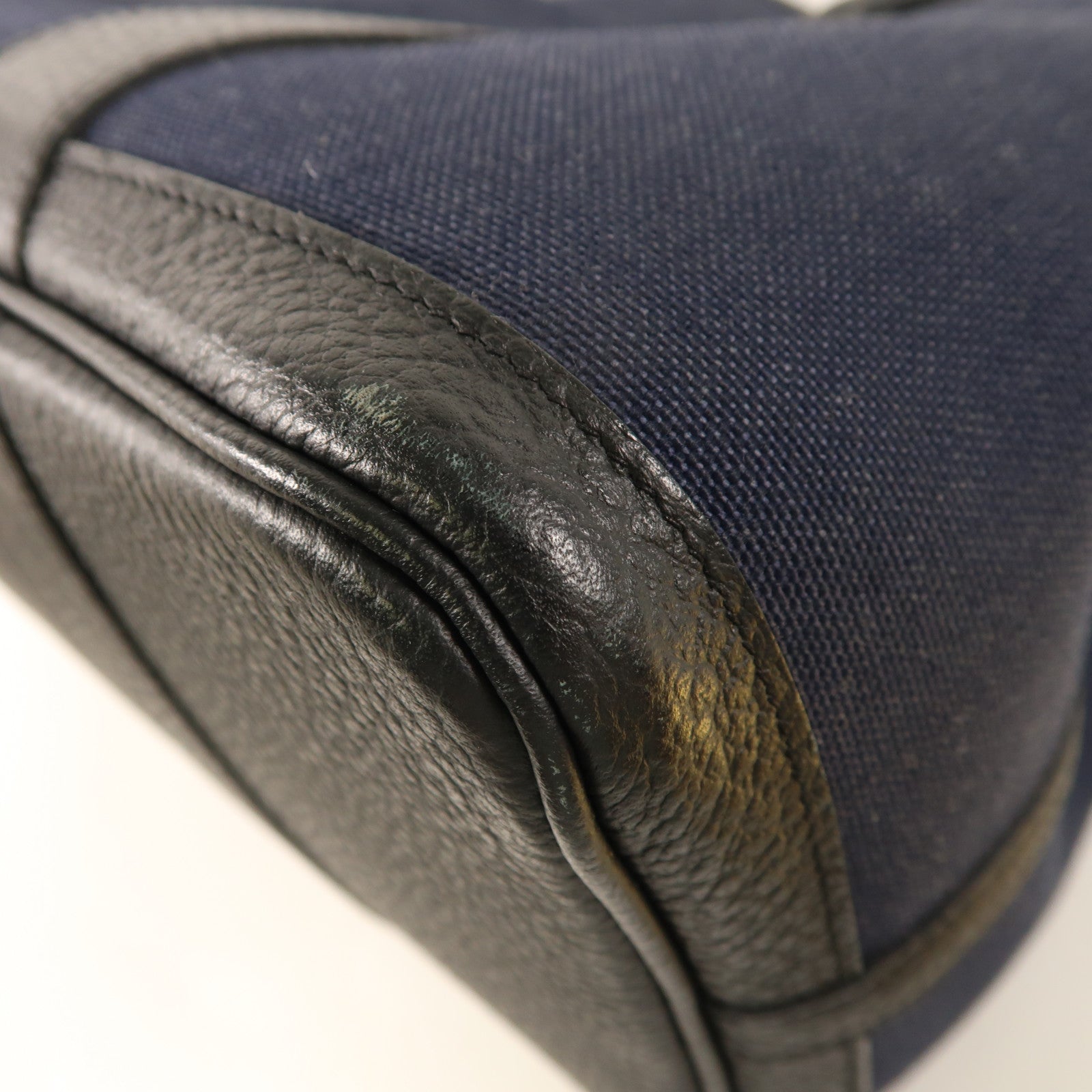 HERMES 帆布Garden Party Pocket PM銀扣手挽肩背兩用袋Bleu Nuit