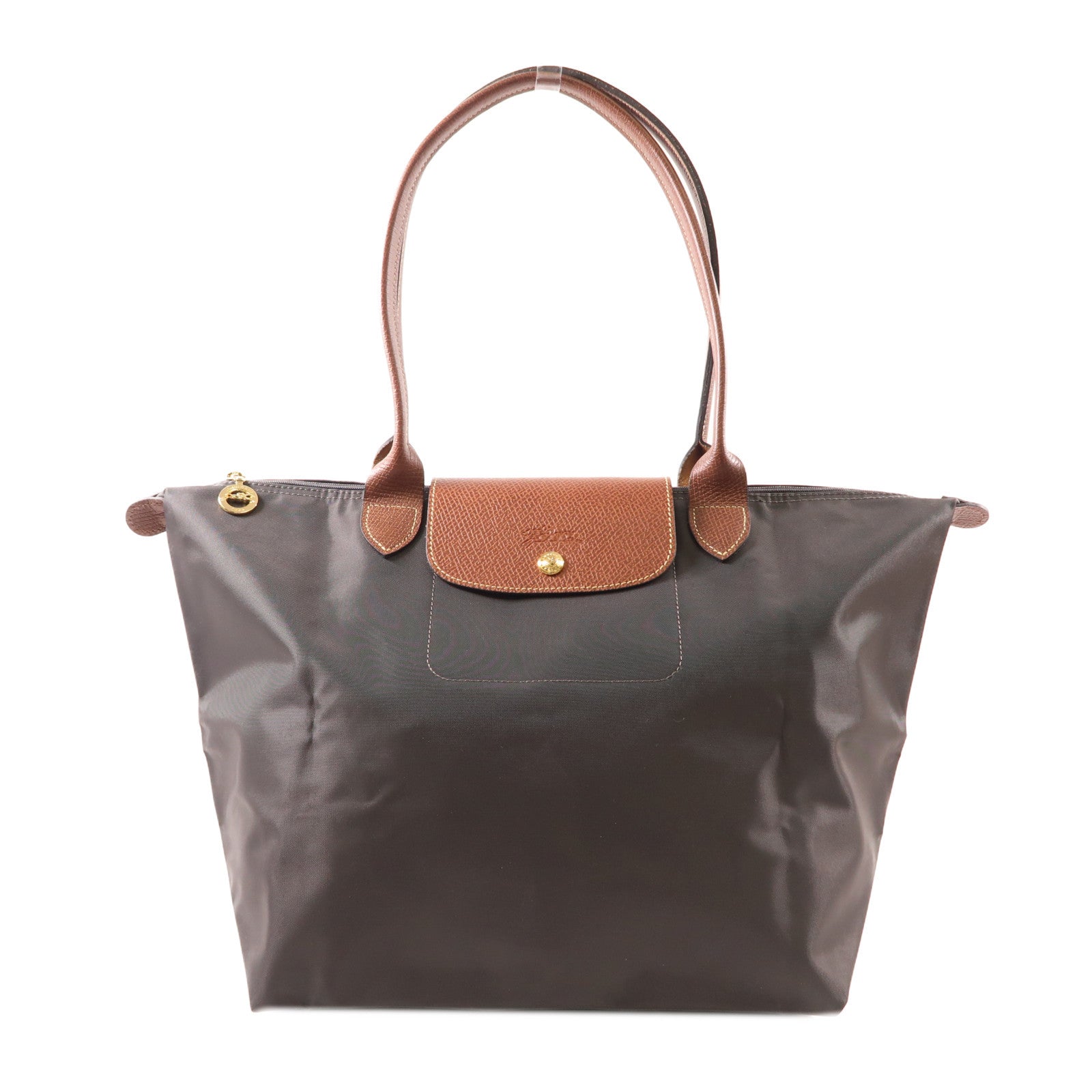 Longchamp 尼龍Tote Bag金扣肩背袋灰色