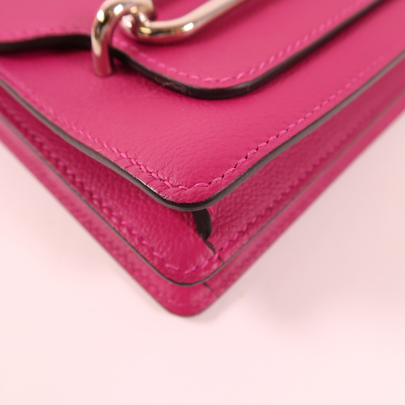 HERMES 【激減優惠】Evercolor皮革Mini Roulis銀扣肩背袋L3 Rose Purple