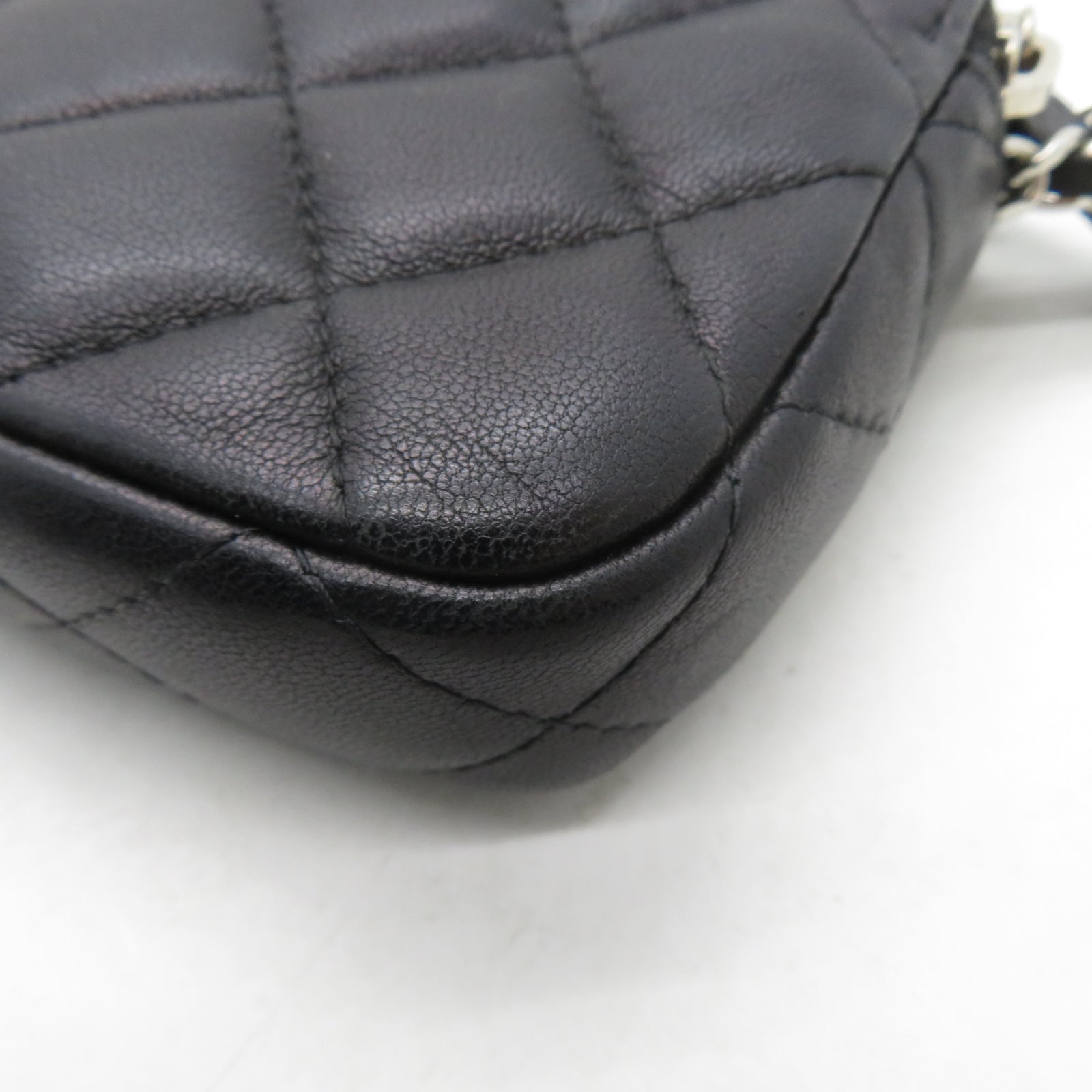 CHANEL 【激減優惠】菱格羊皮皮革Chain Shoulder銀扣鏈帶肩背袋黑色