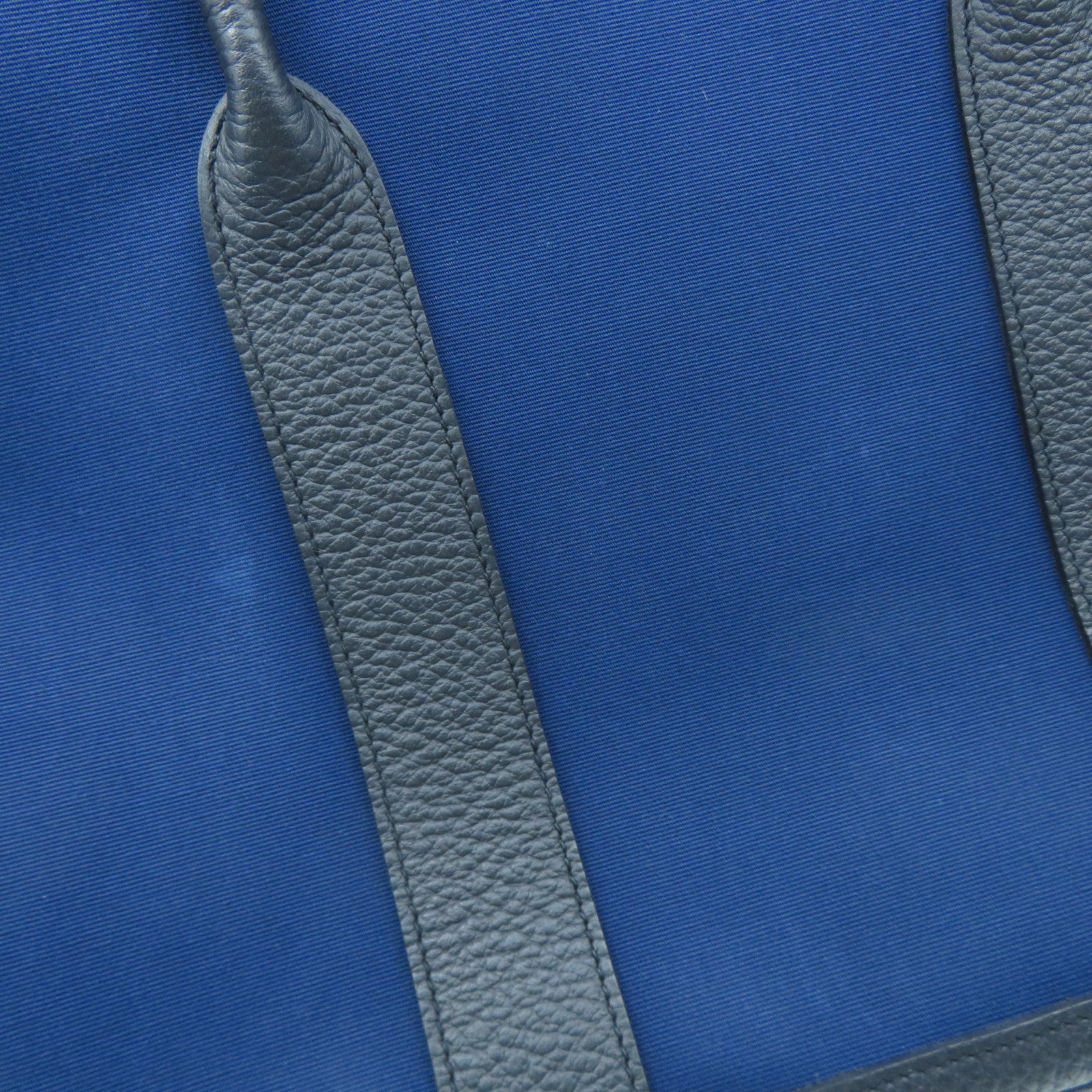HERMES **【清倉大減價】帆布Garden Party PM銀扣手挽袋藍色