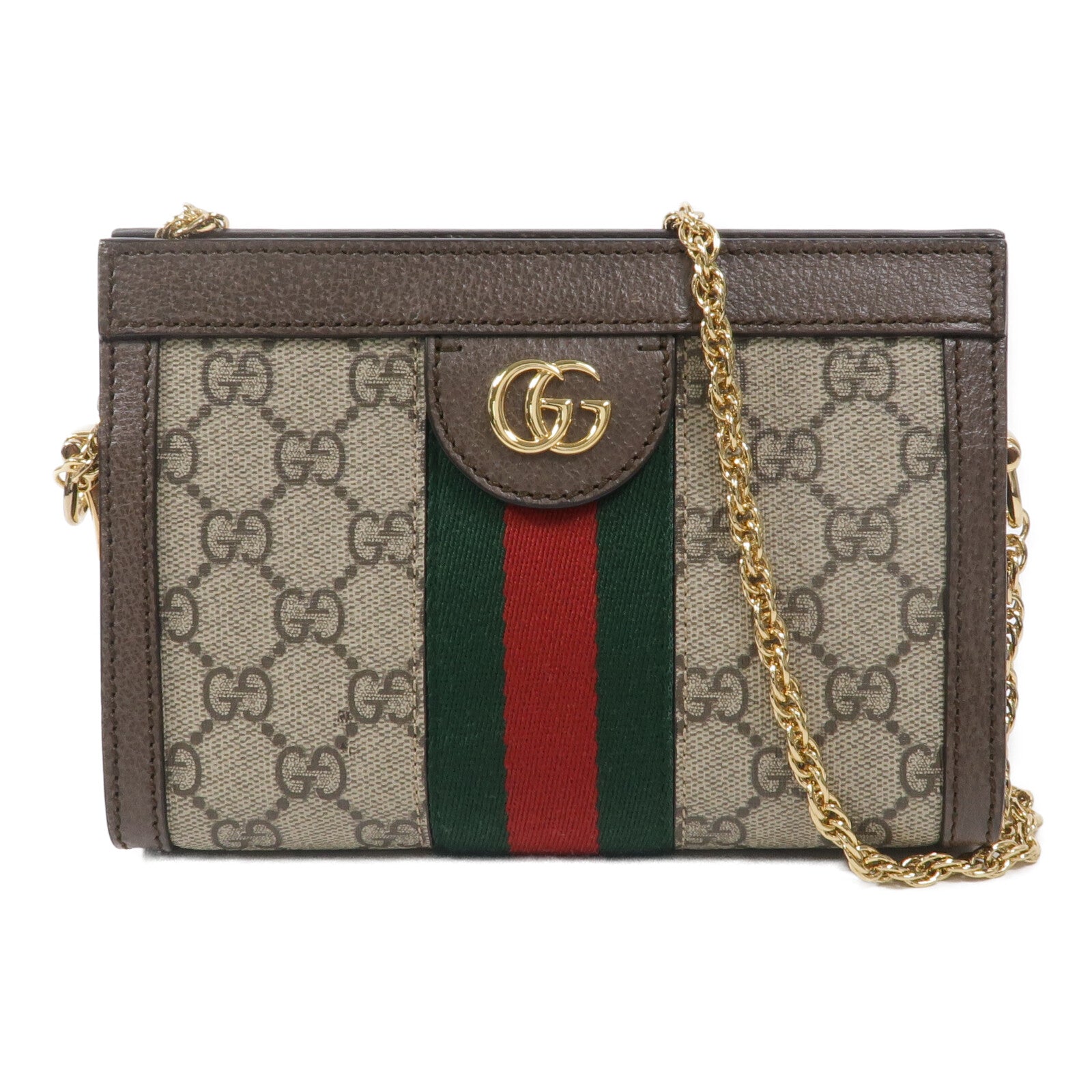 GUCCI 塗層帆布Ophidia Chain Shoulder Bag鏈帶肩背袋